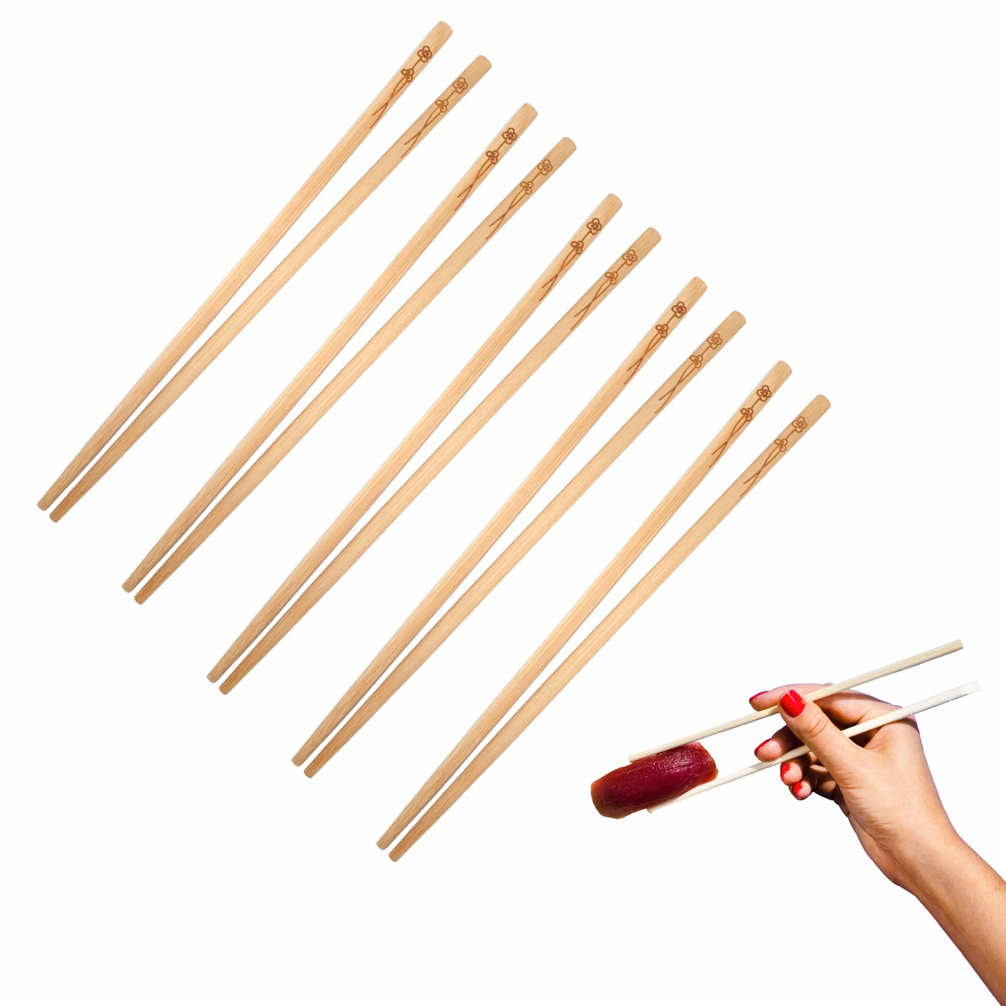 Chińskie pałeczki bambusowe 24 cm Zestaw 5 par do Sushi Azjatyckiej