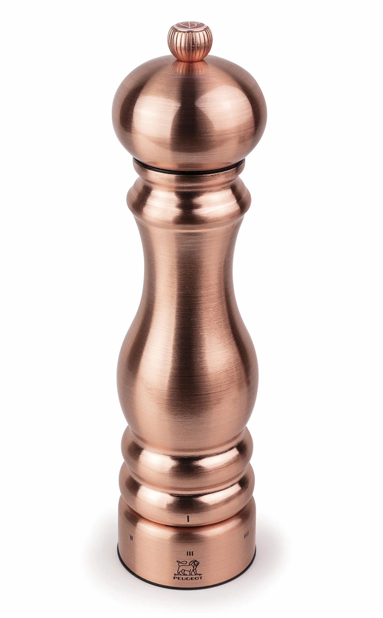 PEUGEOT Paris Chef u'Select młynek do soli 22 cm + sól kamienna w zestawie - wykonany ze stali nierdzewnej - 6 wstępnie zdefiniowanych ustawień mielenia - wyprodukowano we Francji - kolor miedzi