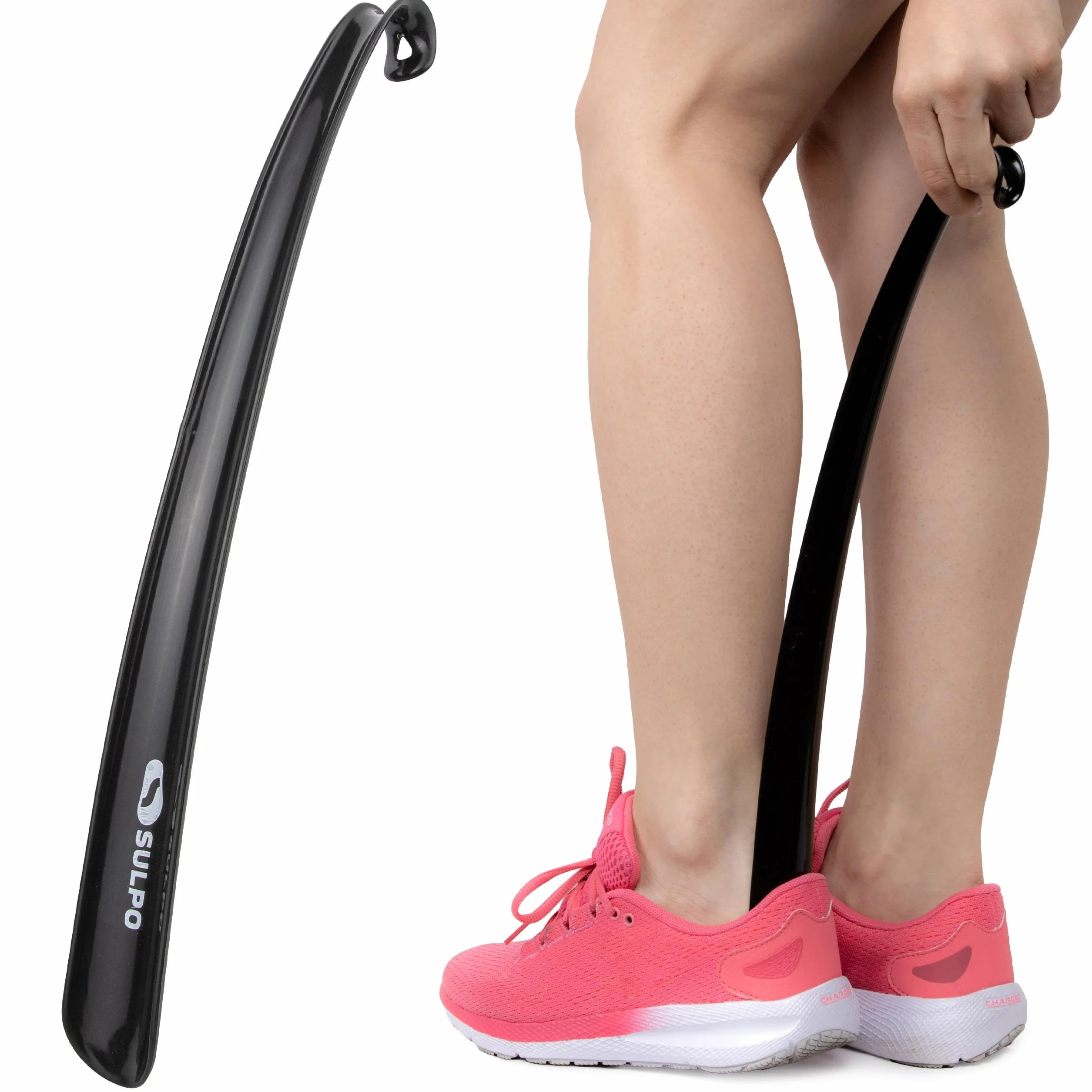 SULPO Łyżka do butów plastikowa - Długa łyżka do butów - Solidna i elastyczna - Z otworem do zawieszenia - Shoehorn - 42 cm