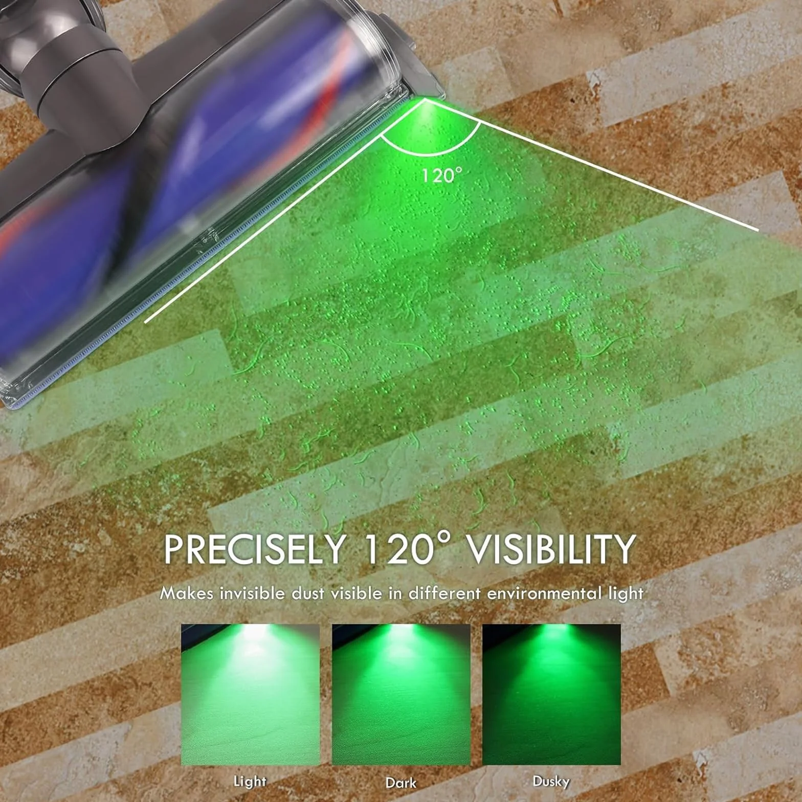 Lampka LED do odkurzacza z wskaźnikiem kurzu, uniwersalna nakładka