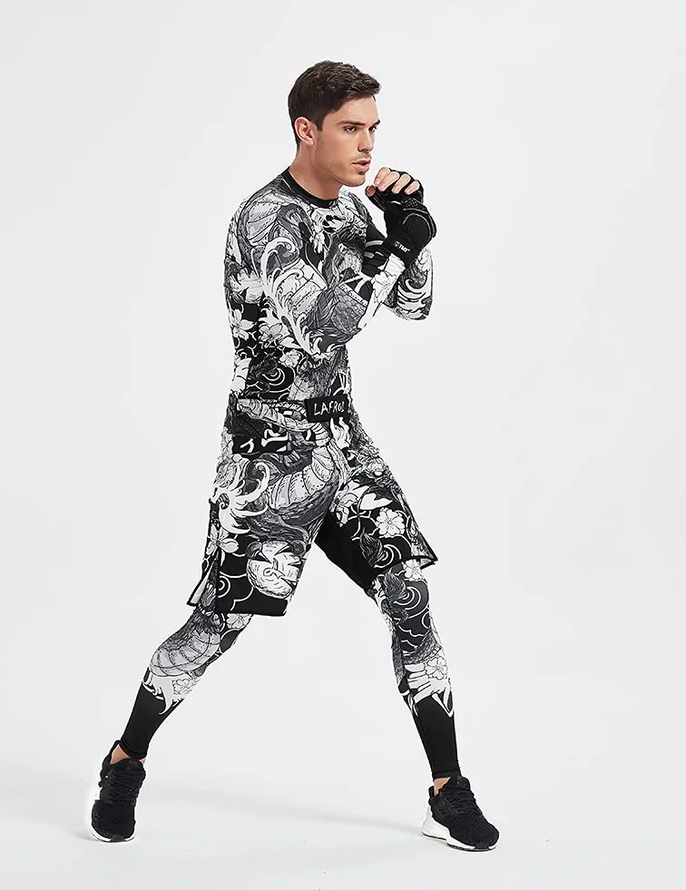 LAFROI Męska koszulka kompresyjna z długim rękawem UPF 50+ Baselayer Performance Rash Guard-CLY08