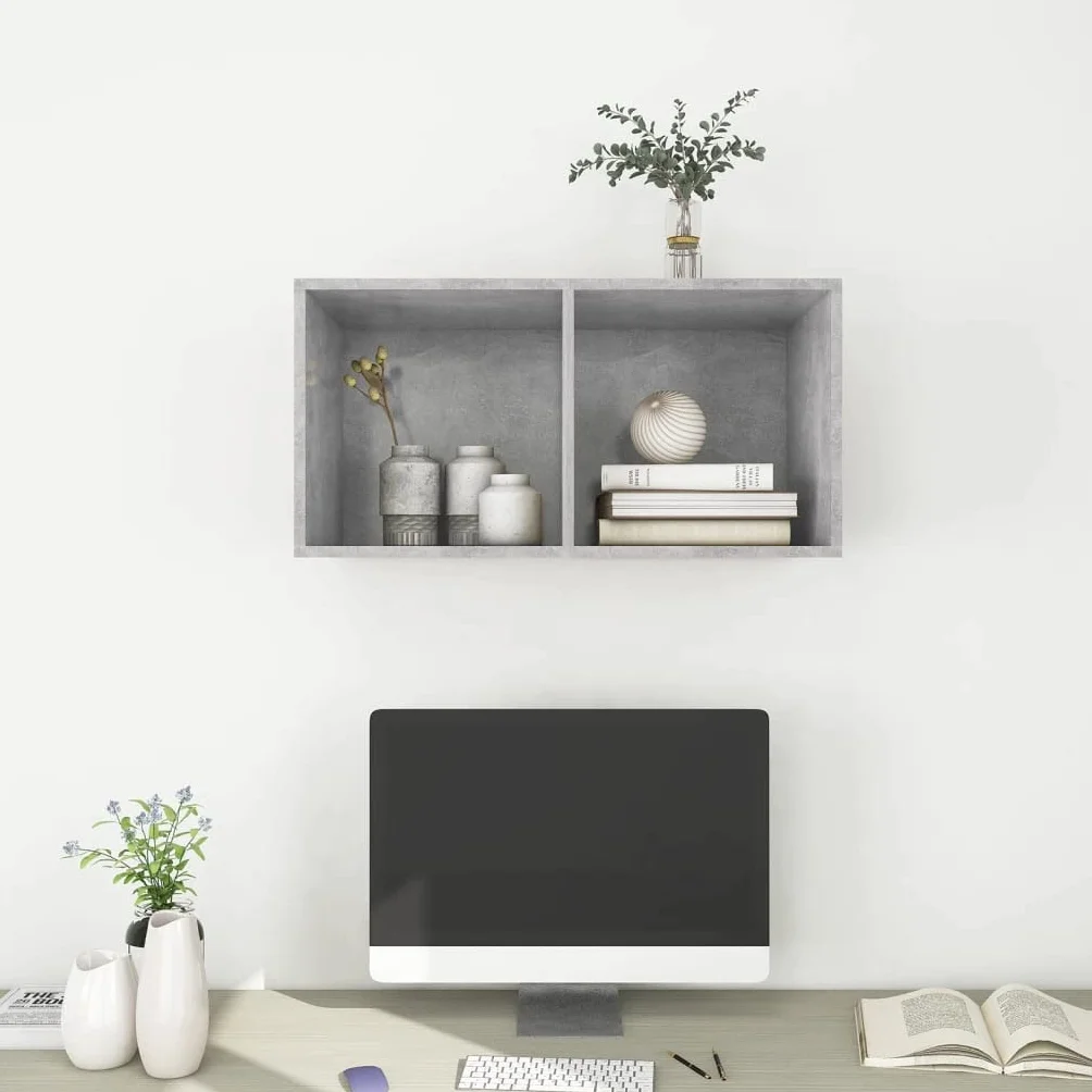 vidaXL Wisząca szafka pod TV, szarość betonu, 37x37x72 cm