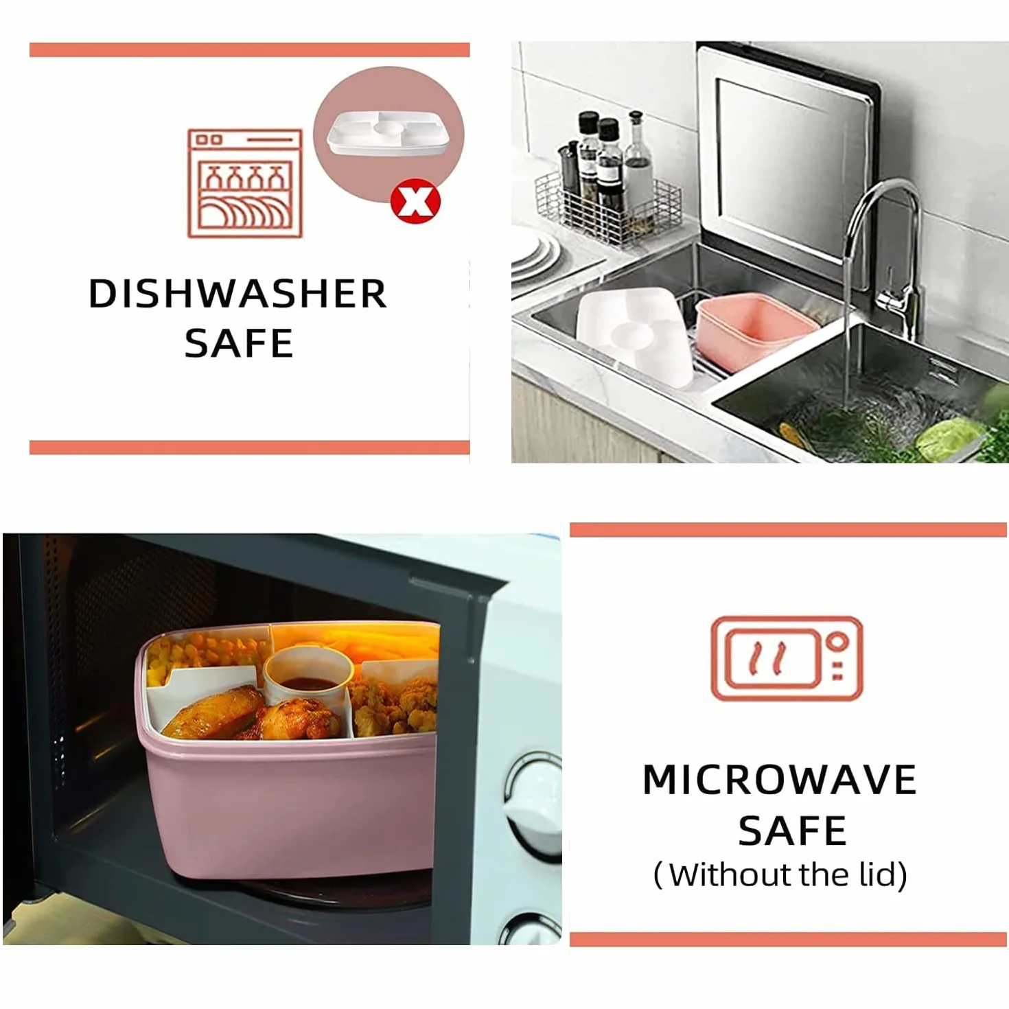 MUJUZE Bento Box 2000 ml 2-poziomowe pudełko na lunch z przegródkami, bez BPA, ze sztućcami, różowe