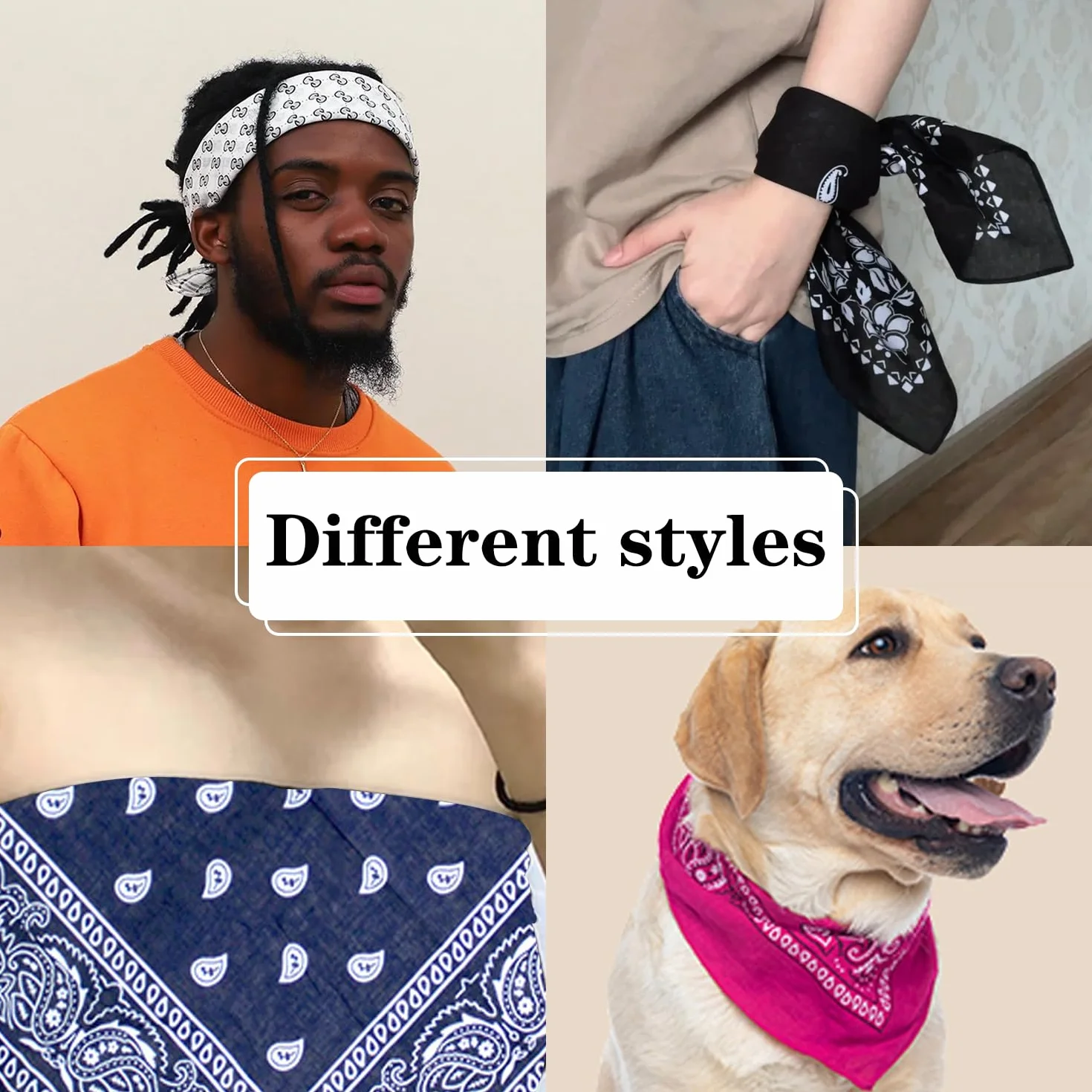 8 sztuk bandany 54 x 54 cm, bandana damska, duża, w stylu retro, dla mężczyzn, miękka i oddychająca, unisex, można nosić jako krawat, maskę, bandanę i opaskę na czoło, czerwony, Rozmiar