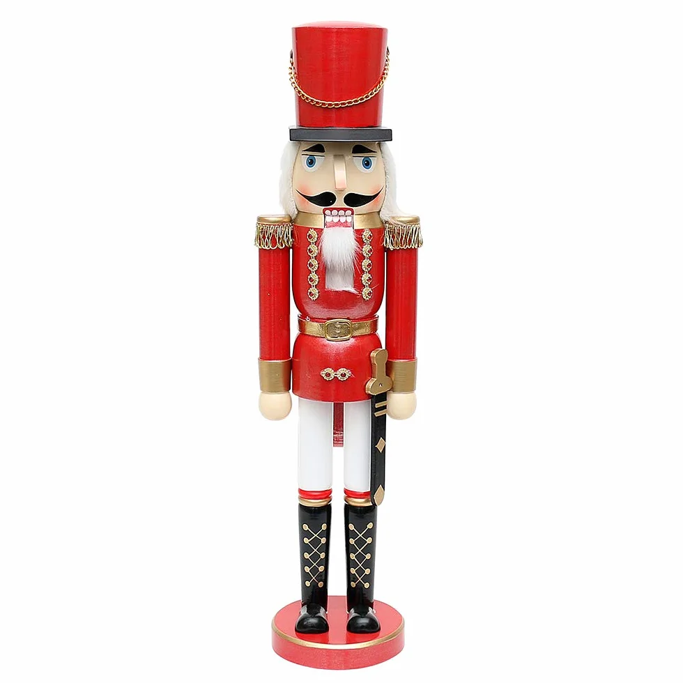 Dekohelden24 Dziadek Do Orzechów, Drewno, Czerwony Metalik, 50 cm