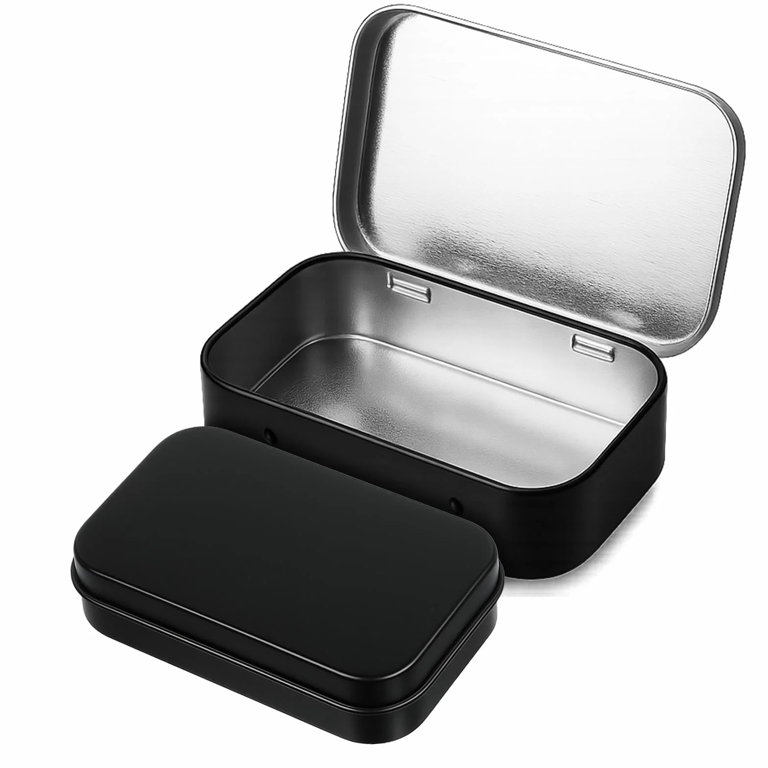 Metalowe prostokątne pudełko blaszane z pokrywką 9,5x6x2,1 cm czarne