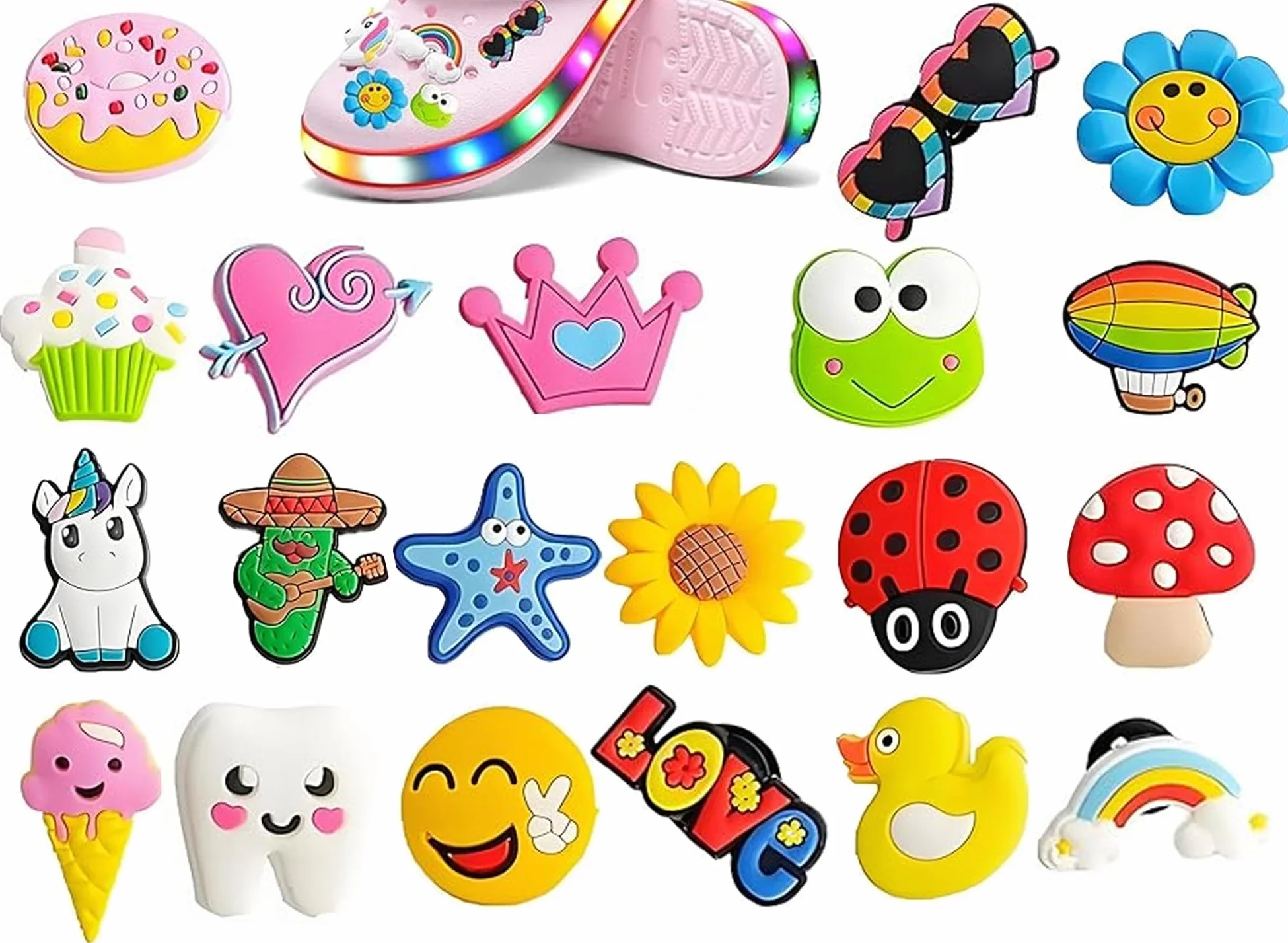 20 szt. przypinek do Crocs, dekoracyjne szpilki, zawieszki do butów, akcesoria i ozdoby do butów, akcesoria i ozdoby do butów, dla kobiet, mężczyzn, dzieci, 20 szt