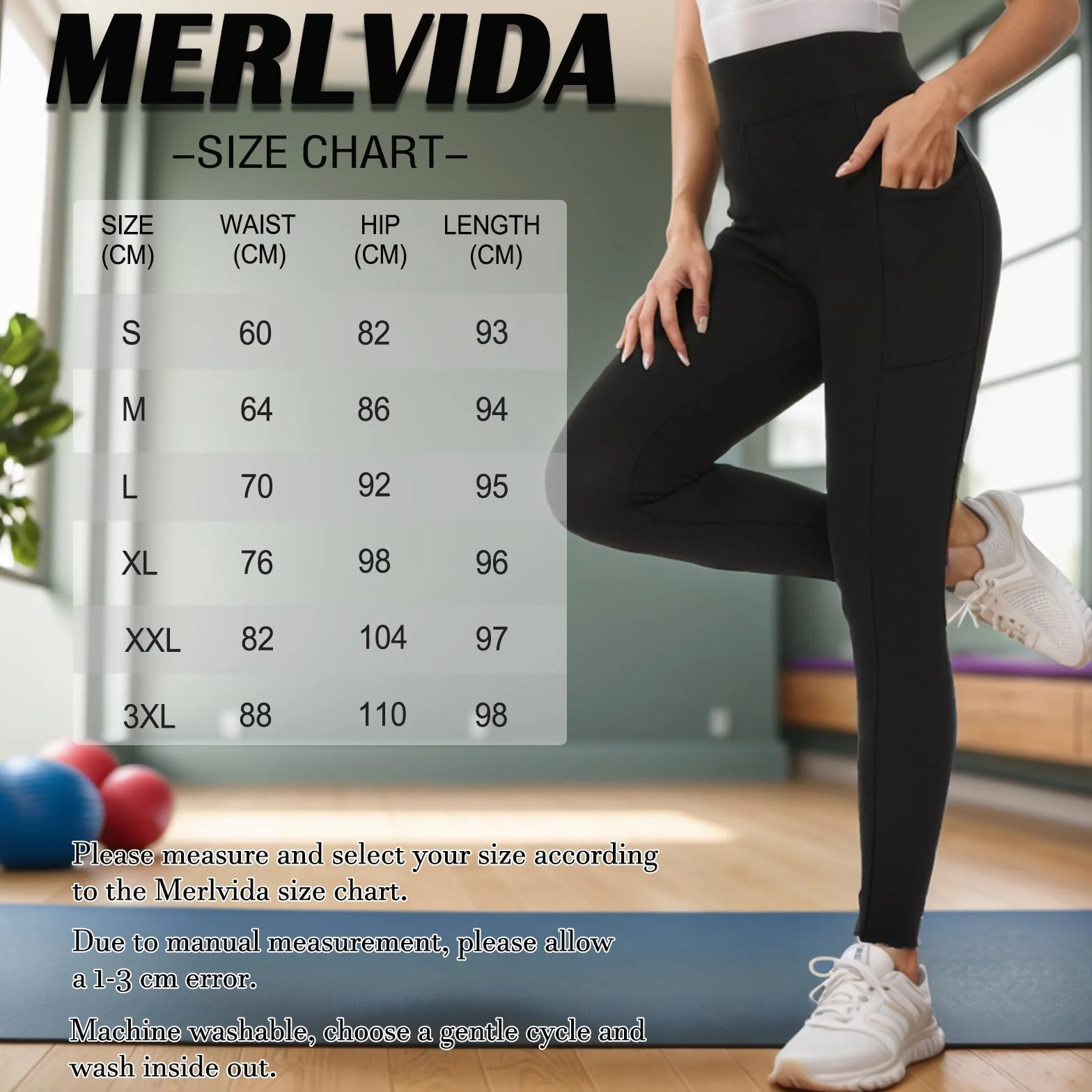 Merlvida Damskie legginsy sportowe z wysokim stanem z kieszeniami, odporne na przysiady, długie spodnie treningowe z kontrolą brzucha, legginsy gimnastyczne, rozciągliwe spodnie do jogi