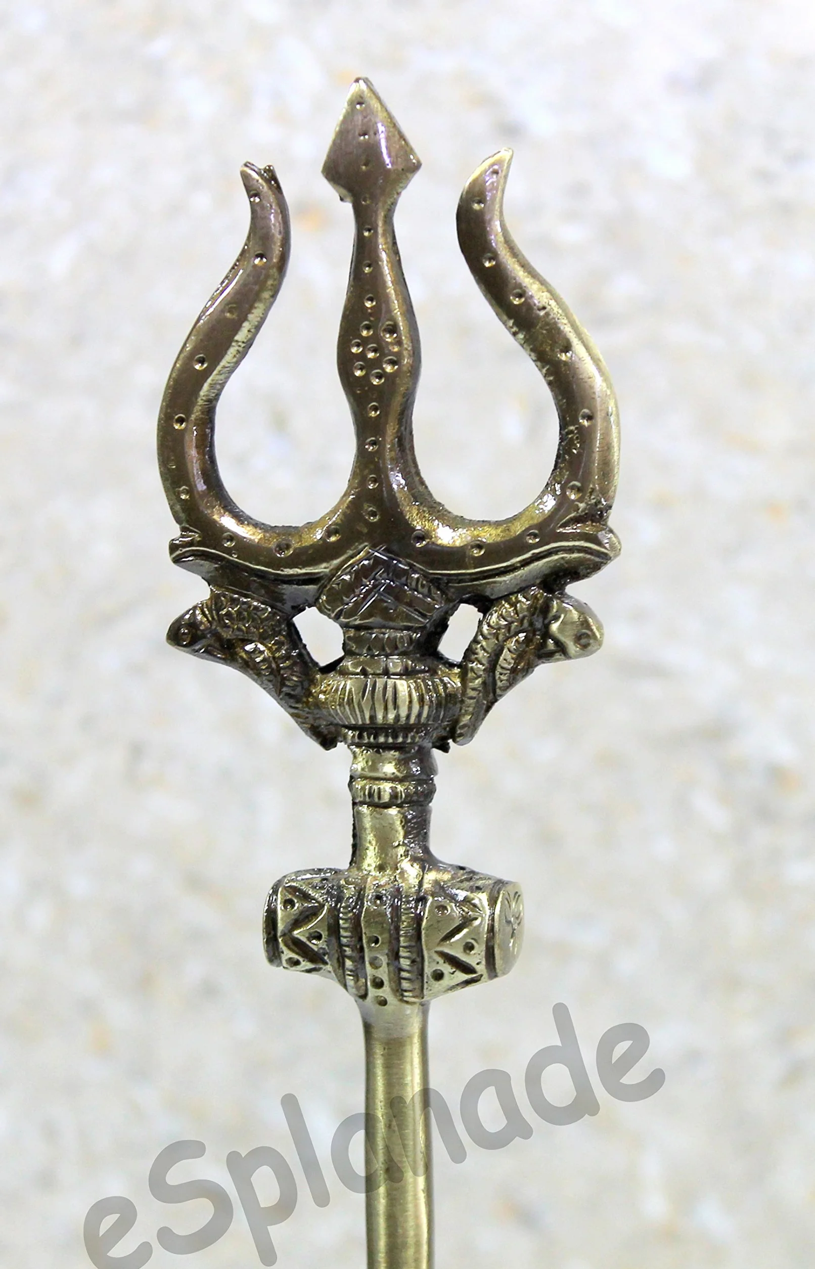 ESPLANADE Mosiężny trójząb Shiva Shiv Bholenath Trishul z Damru - 28 cm