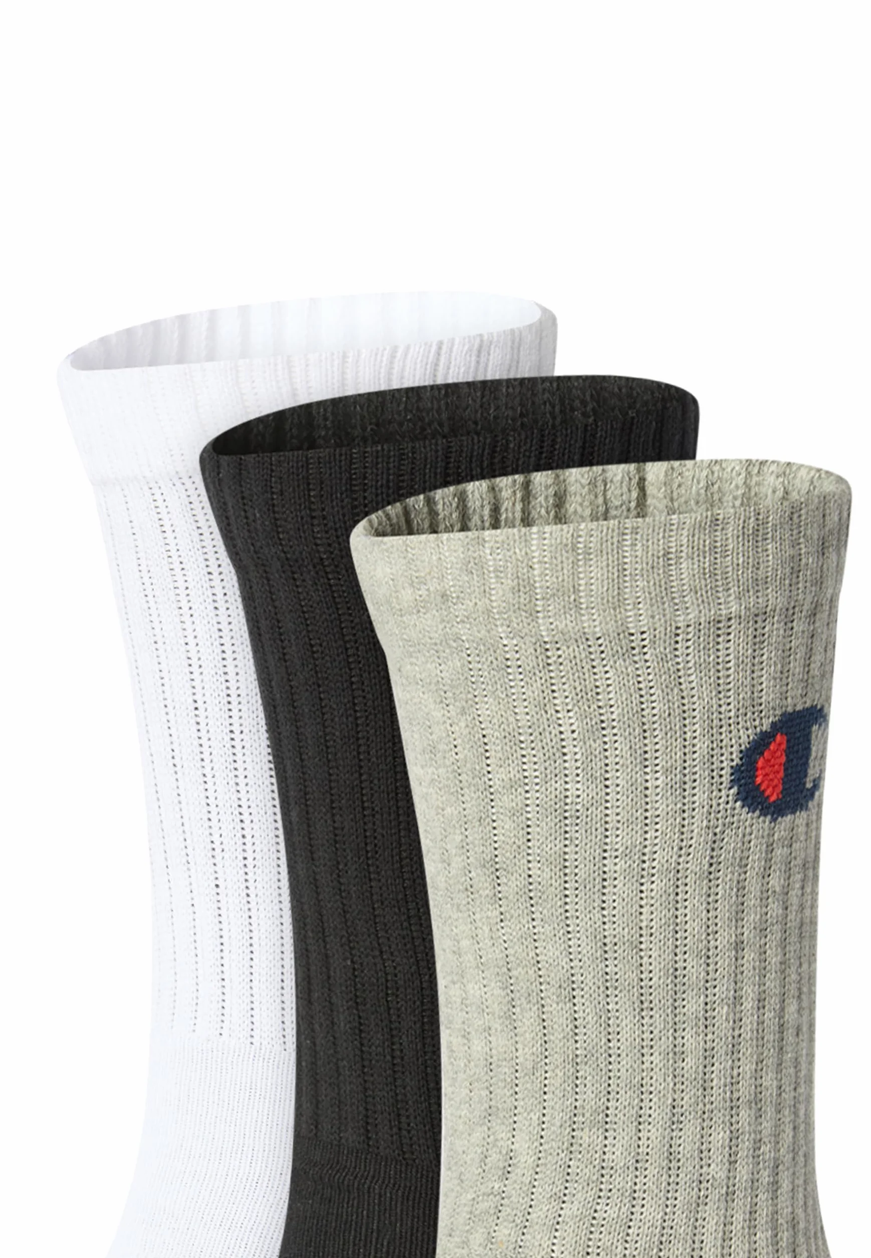 Champion Stopki unisex (3 sztuki), Jasnoszary melanż, biały, czarny, 35-38 EU