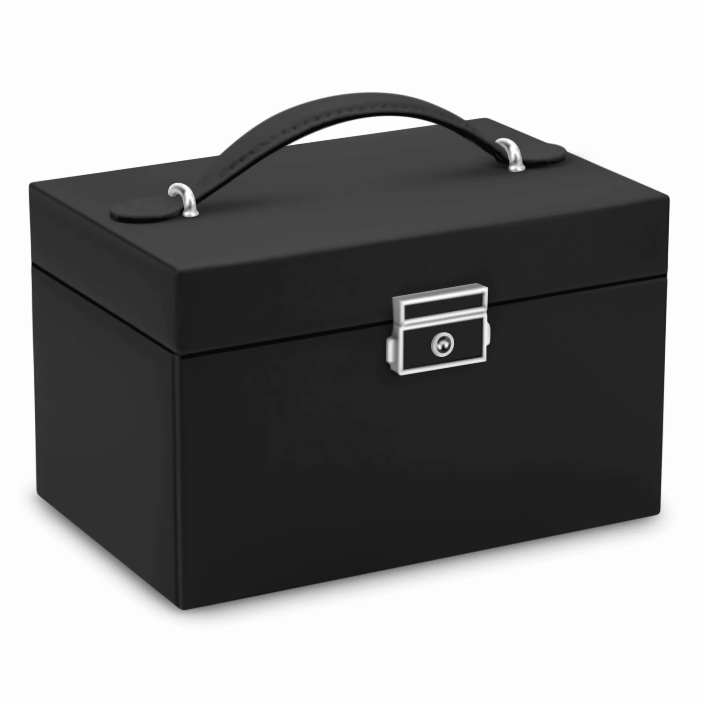 Szkatułka Na Biżuterię Kuferek Z Lusterkiem Organizer Do Przechowywania Biżuterii 18,6 x 14,8 x 11 cm Czarny