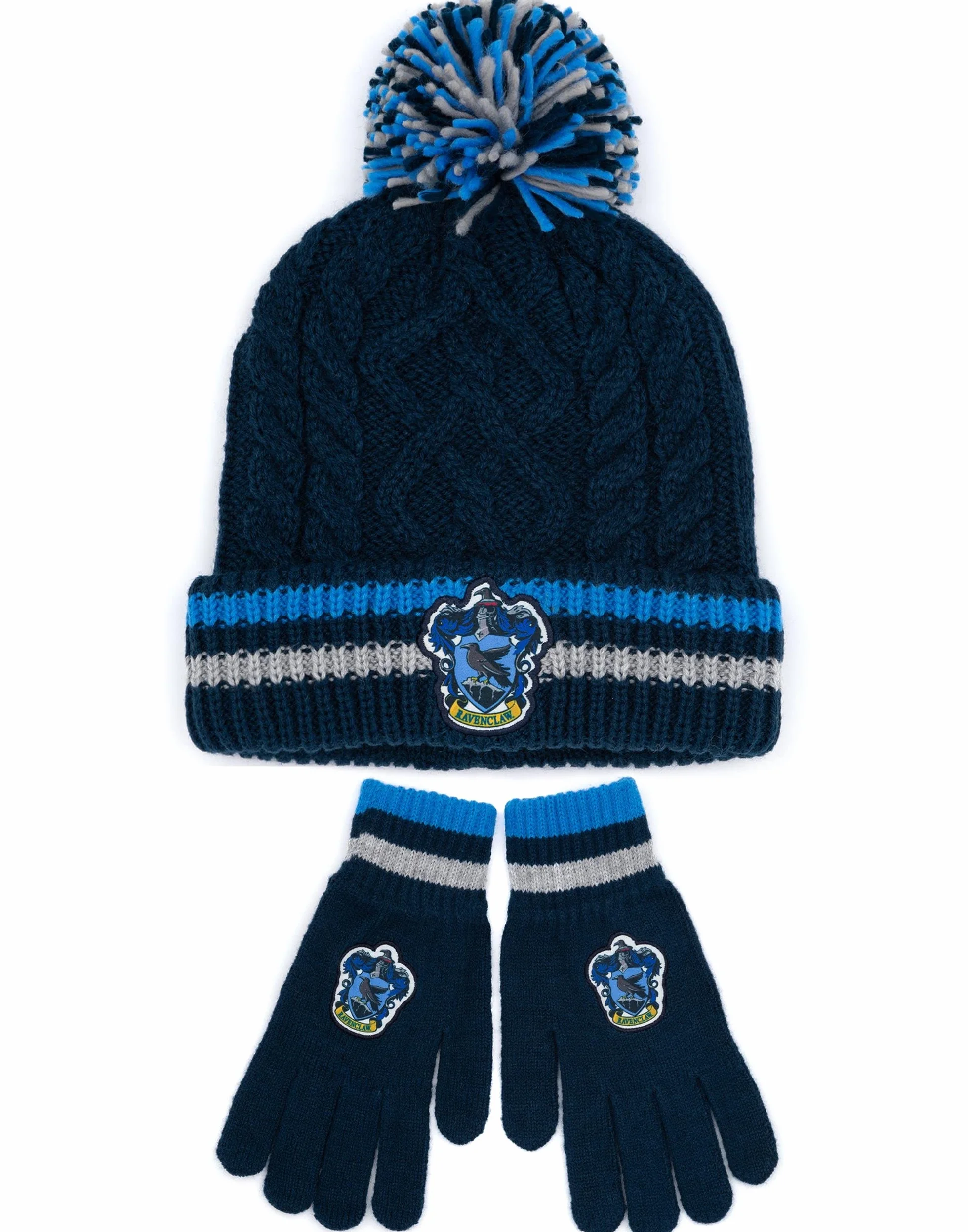 Harry Potter Zestaw czapek i rękawiczek dla dorosłych | mężczyźni kobiety Gryffindor Ravenclaw OR Slytherin Hufflepuff House Options dzianinowa czapka zimowa z pomponem | jeden rozmiar czapka zimowa