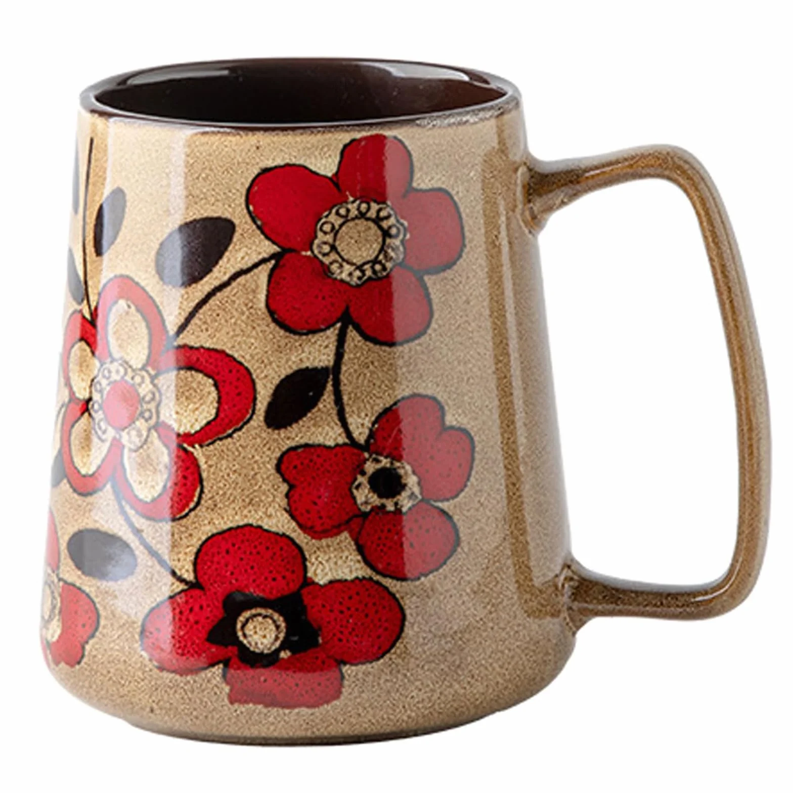 Duży kubek ceramiczny 700 ml, ręcznie emaliowana szklana miska z szerokim uchwytem, nieregularna powierzchnia, kubek do herbaty i pojemnik na kawę do mikrofalówki i lawy