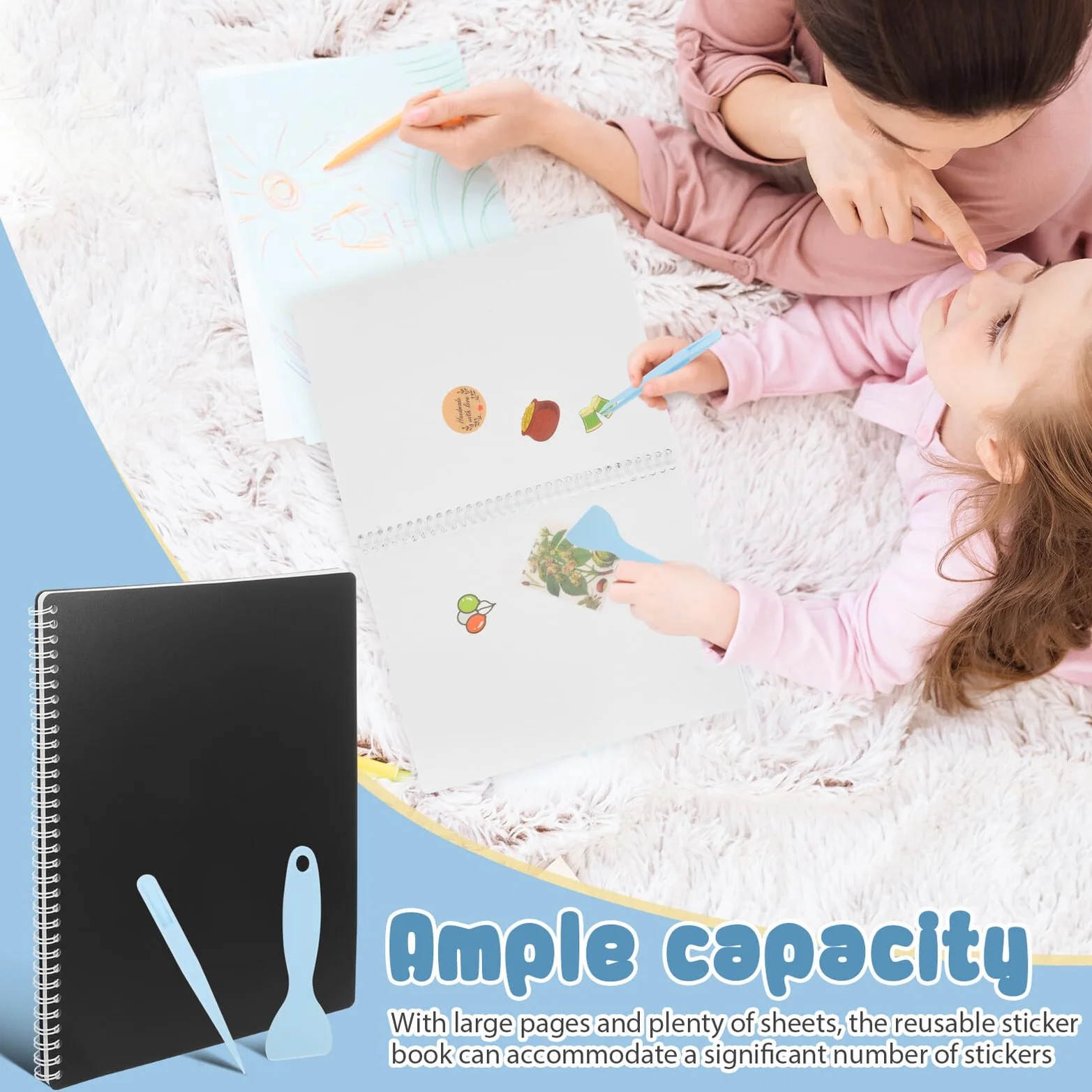 Reusable Sticker Album for Organizer Tools Large Blank Sticker Book Collecting Storage Easy Removal