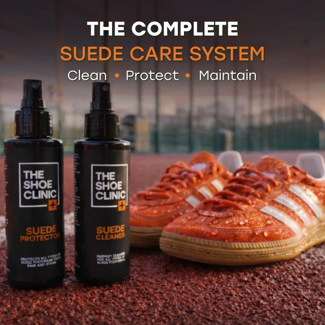 Zestaw szczotek do czyszczenia zamszu Shoe Clinic | Zestaw do czyszczenia butów ze szczotką do zamszu i środkiem czyszczącym do butów zamszowych 125 ml w sprayu do butów, trampek i obuwia