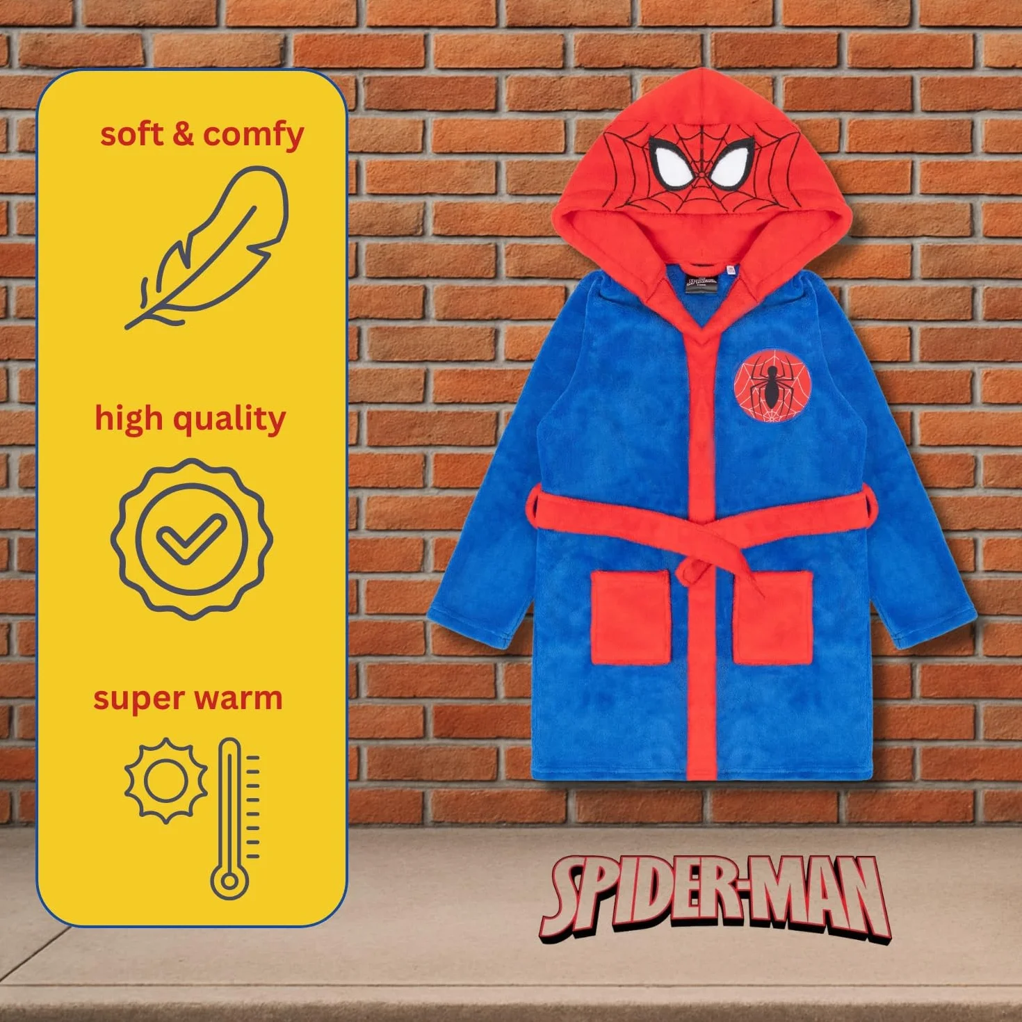 Spiderman Szlafrok dziecięcy z polaru, Spidermann, szlafrok z kapturem