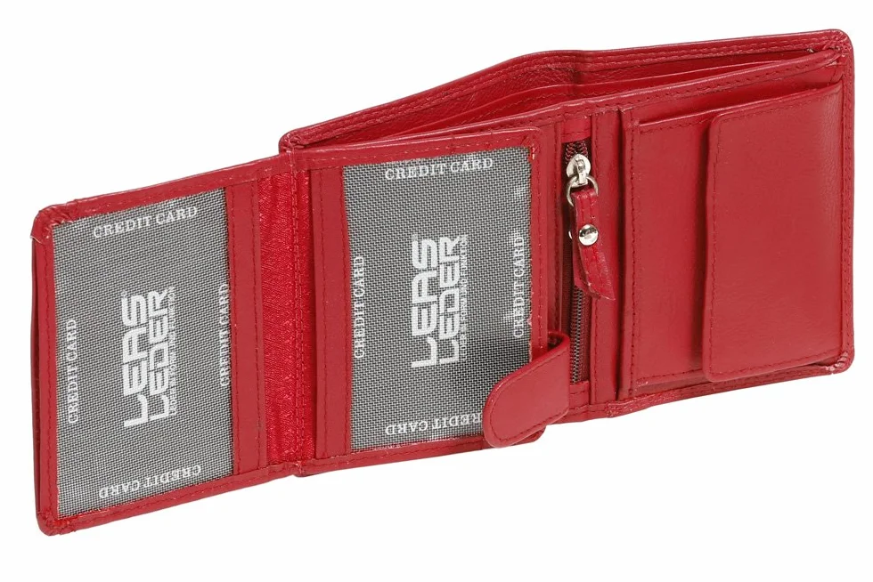 LEAS Mały portfel męski portfel damski portfel z prawdziwej skóry czerwony mini-Edition ''