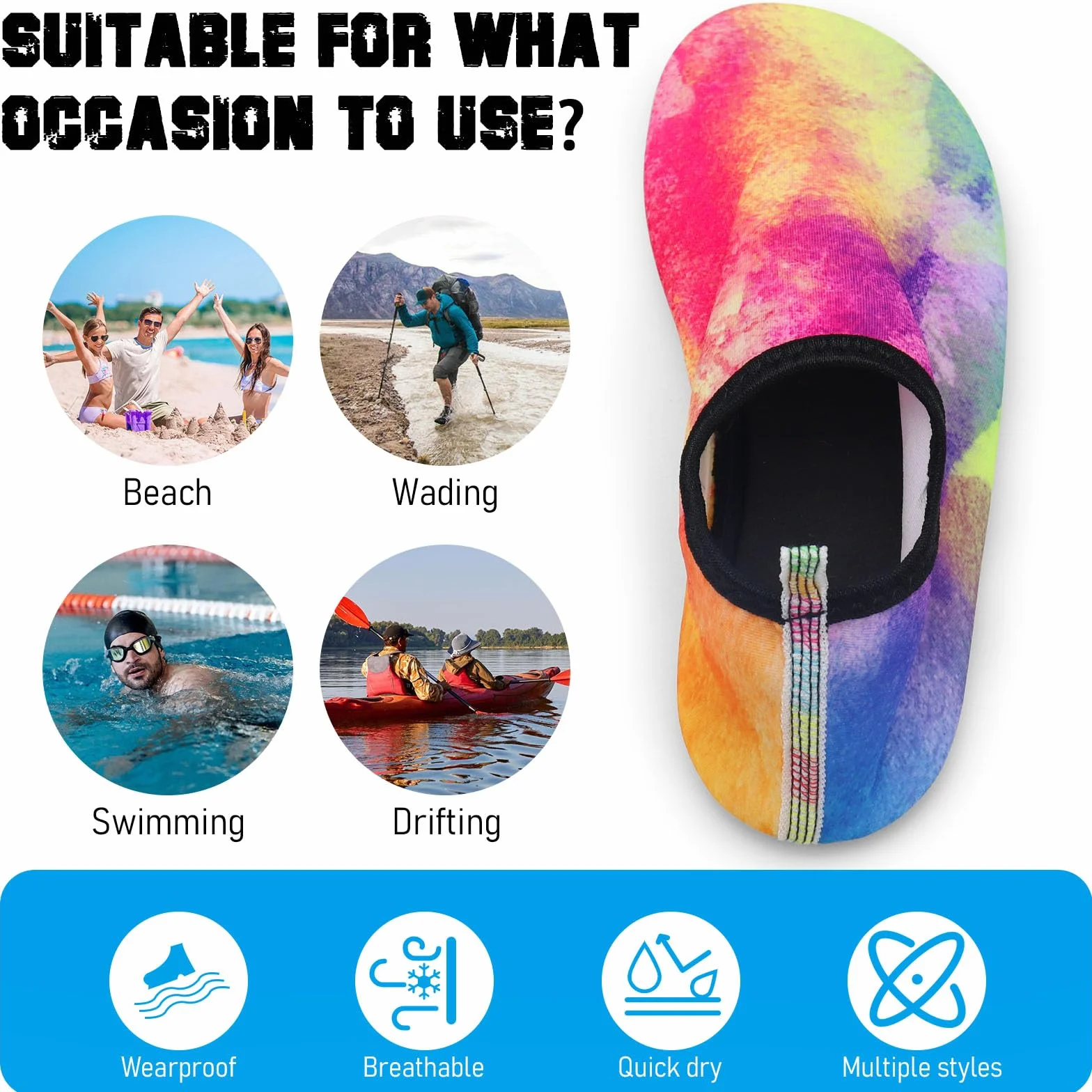Buty do wody szybkoschnące wsuwane oddychające rozmiar 34-45 EU