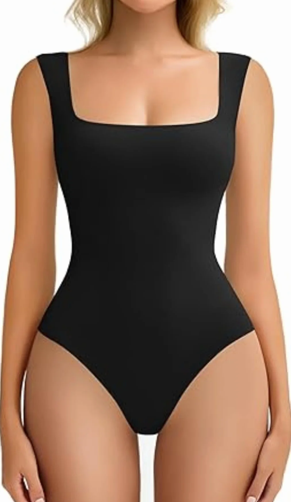 Avidlove Damskie body z kwadratowym dekoltem podwójna podszewka kamizelka styl body miękkie