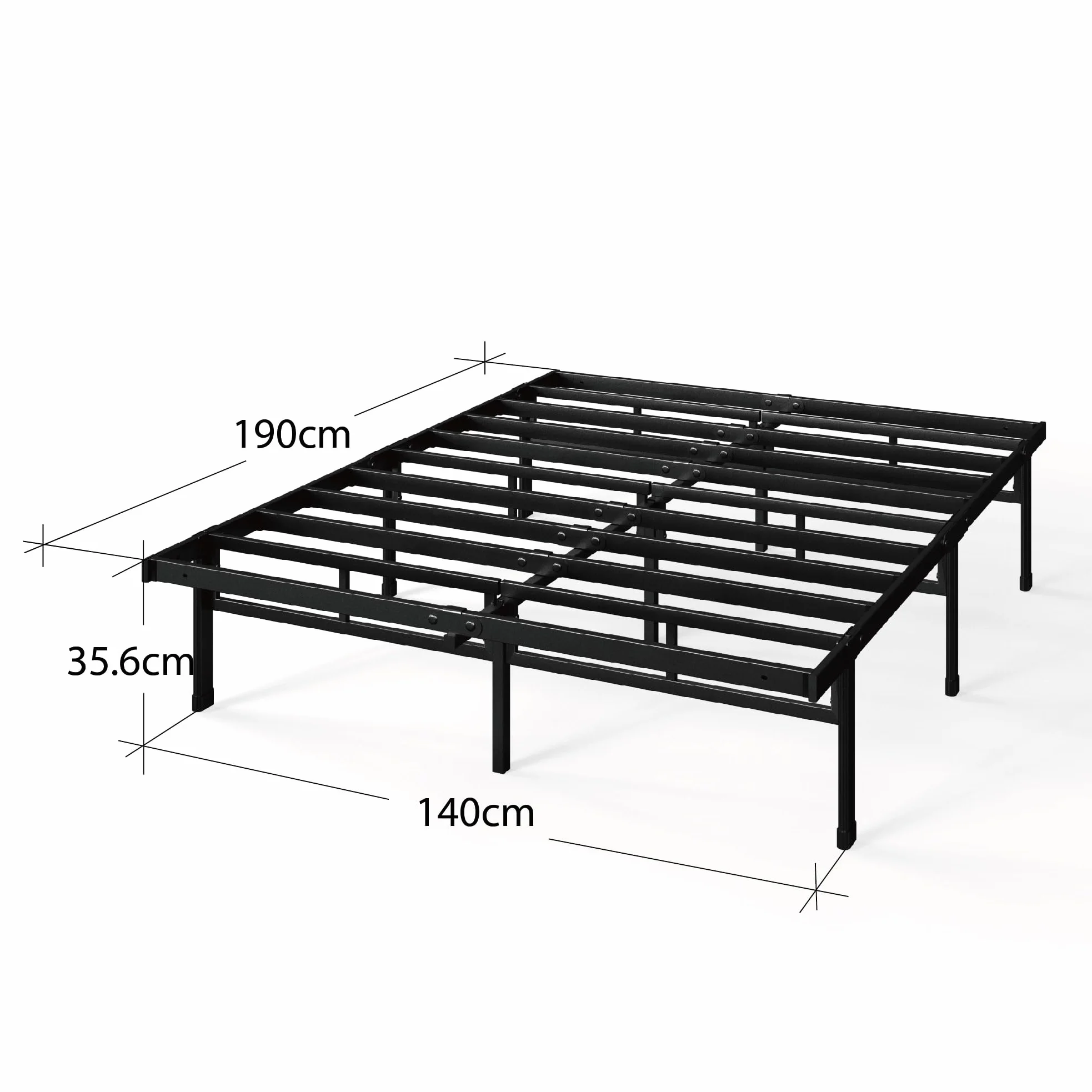 Zinus Justin Łóżko 140x190 cm z miejscem do przechowywania, metalowe, czarne