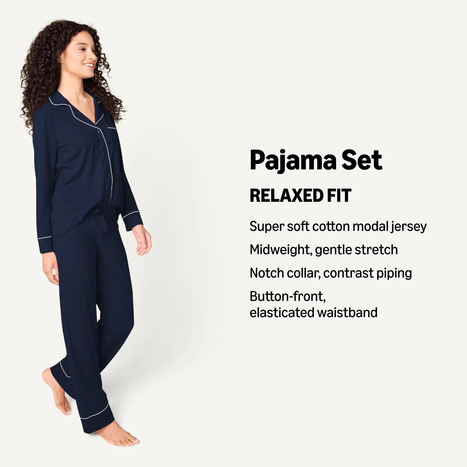 Amazon Essentials Kobiety Bawełniana koszula z długim rękawem i piżama na całej długości (dostępna w dużych rozmiarach)
