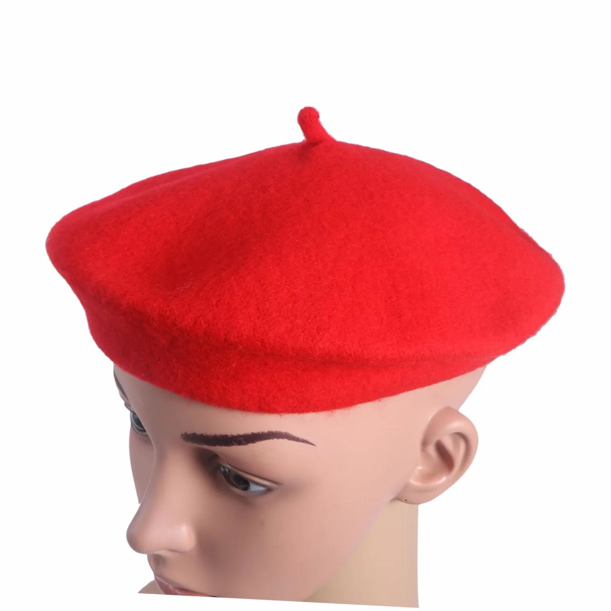 Przytulny Dziecięcy Beret Dziewczęcy Jednolity Czerwony Ciepły Wełniany Beanie Na Sezon