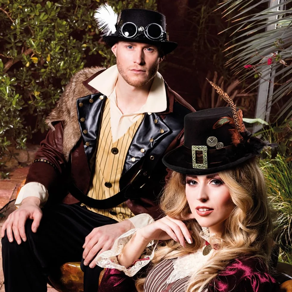 Boland 54501 - Kapelusz Plumepunk z kołami zębatymi, czarny, steampunk, cylinder, nakrycie głowy, akcesoria, kostium, impreza tematyczna, karnawał, Halloween