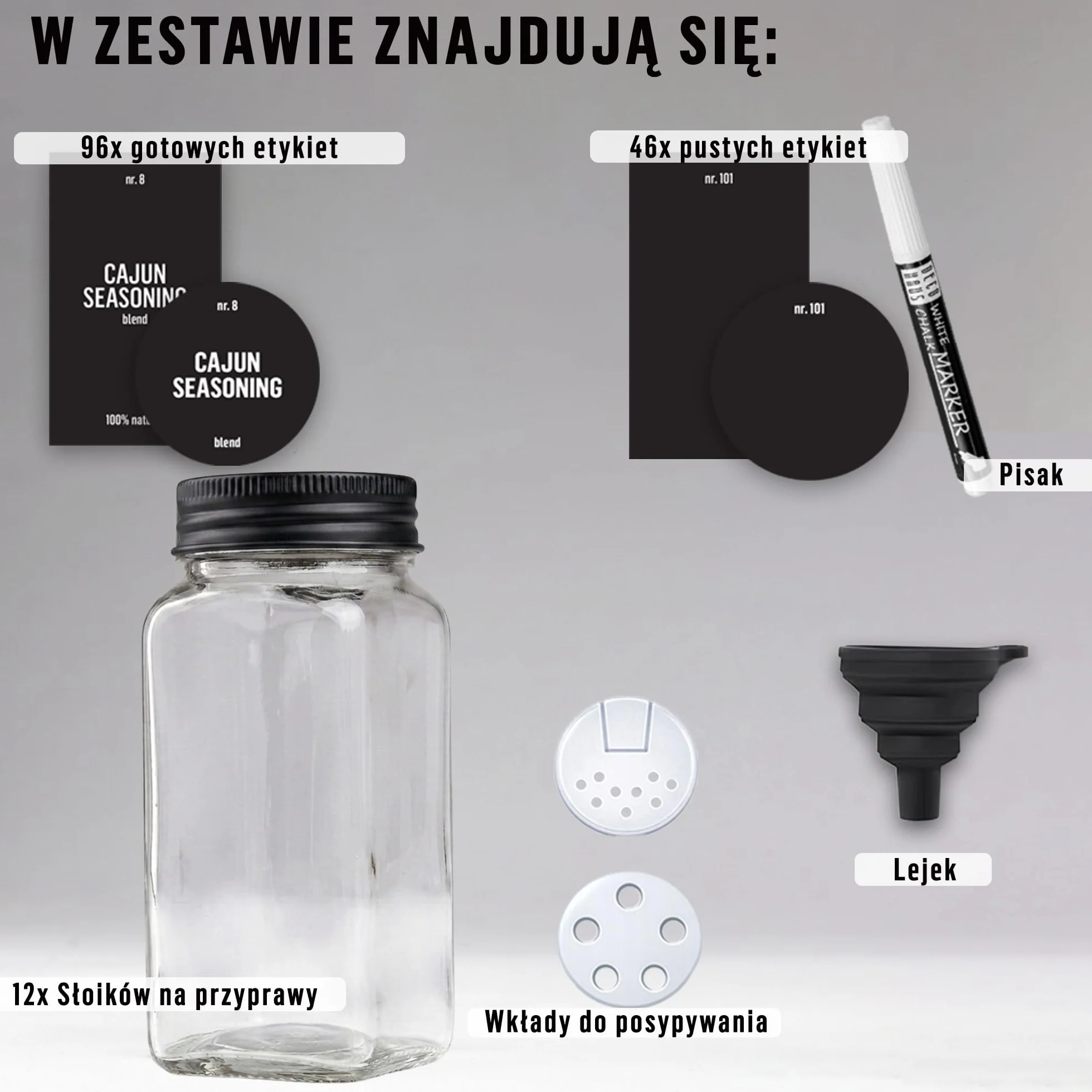 Słoiczki na Przyprawy z Nakrętką Zestaw 24 sztuk 120 ml 10,5 x 4,5 cm