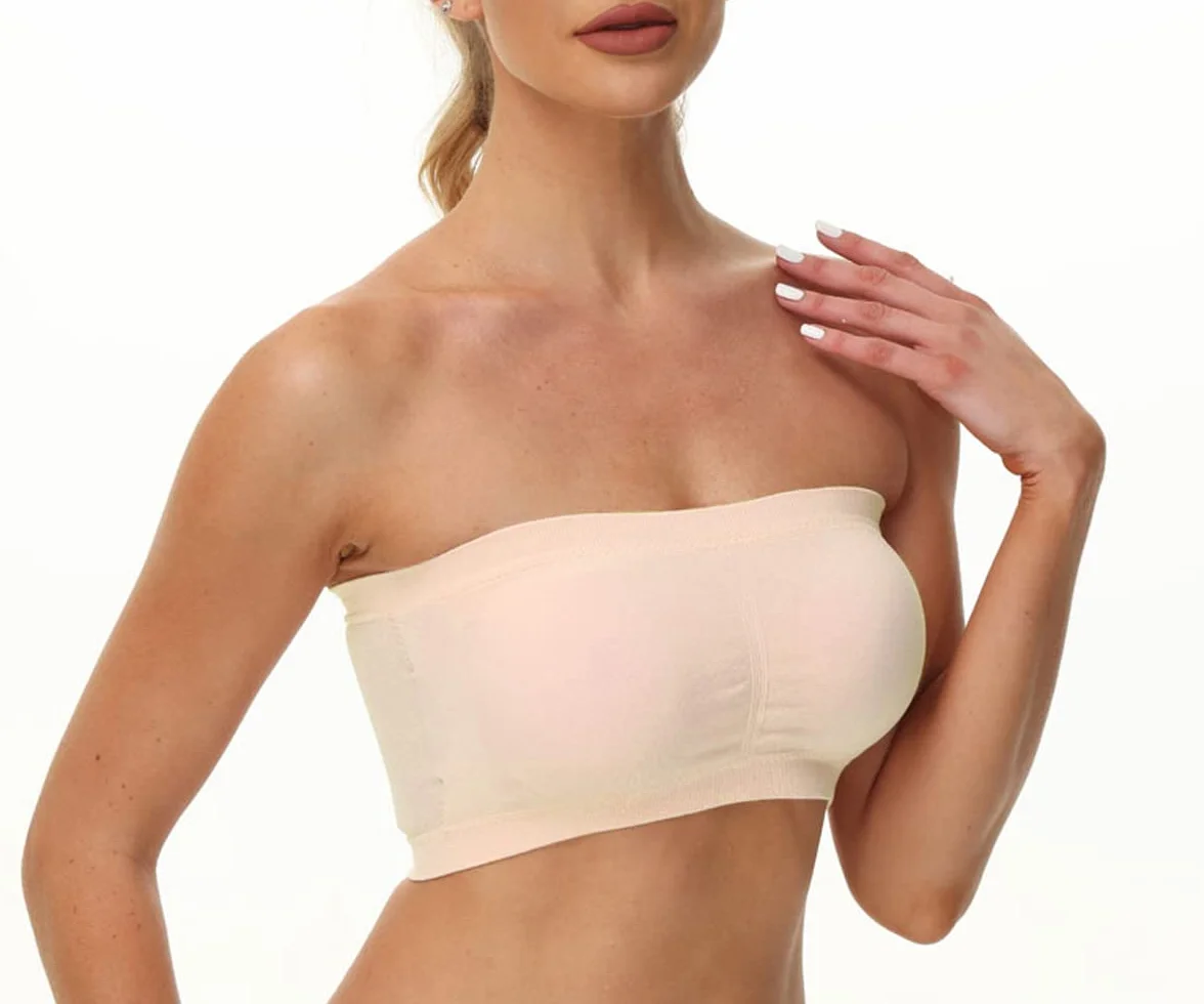 Zestaw damskich biustonoszy Bandeau Top, duże rozmiary, bez ramiączek, push-up, z wkładkami, 3 sztuki w opakowaniu