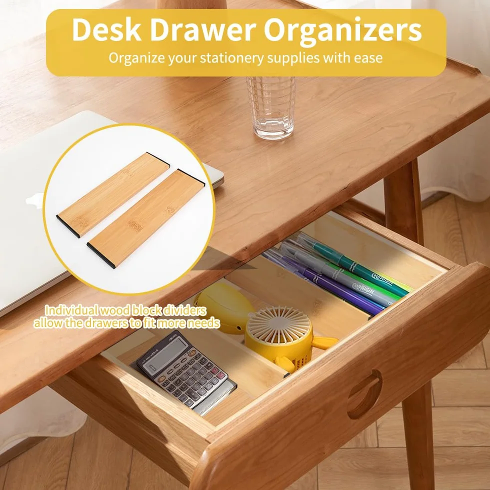 Bambusowy organizer do szuflad 5-częściowy 5 cm pudełko do przechowywania sztućców