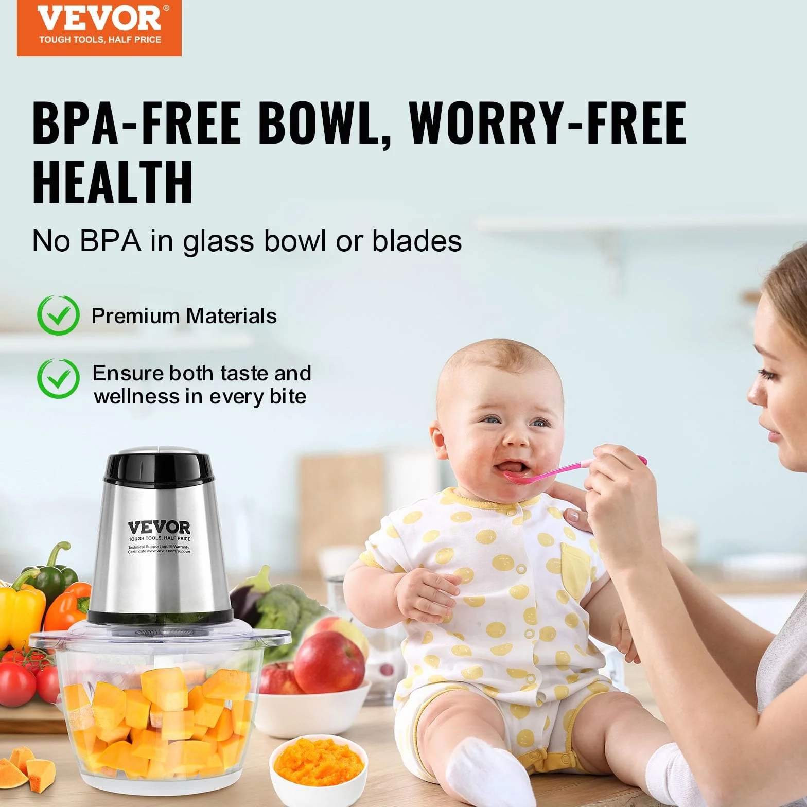 VEVOR Elektryczny robot kuchenny 400 W 1200 ml mikser stojący rozdrabniacz do mięsa