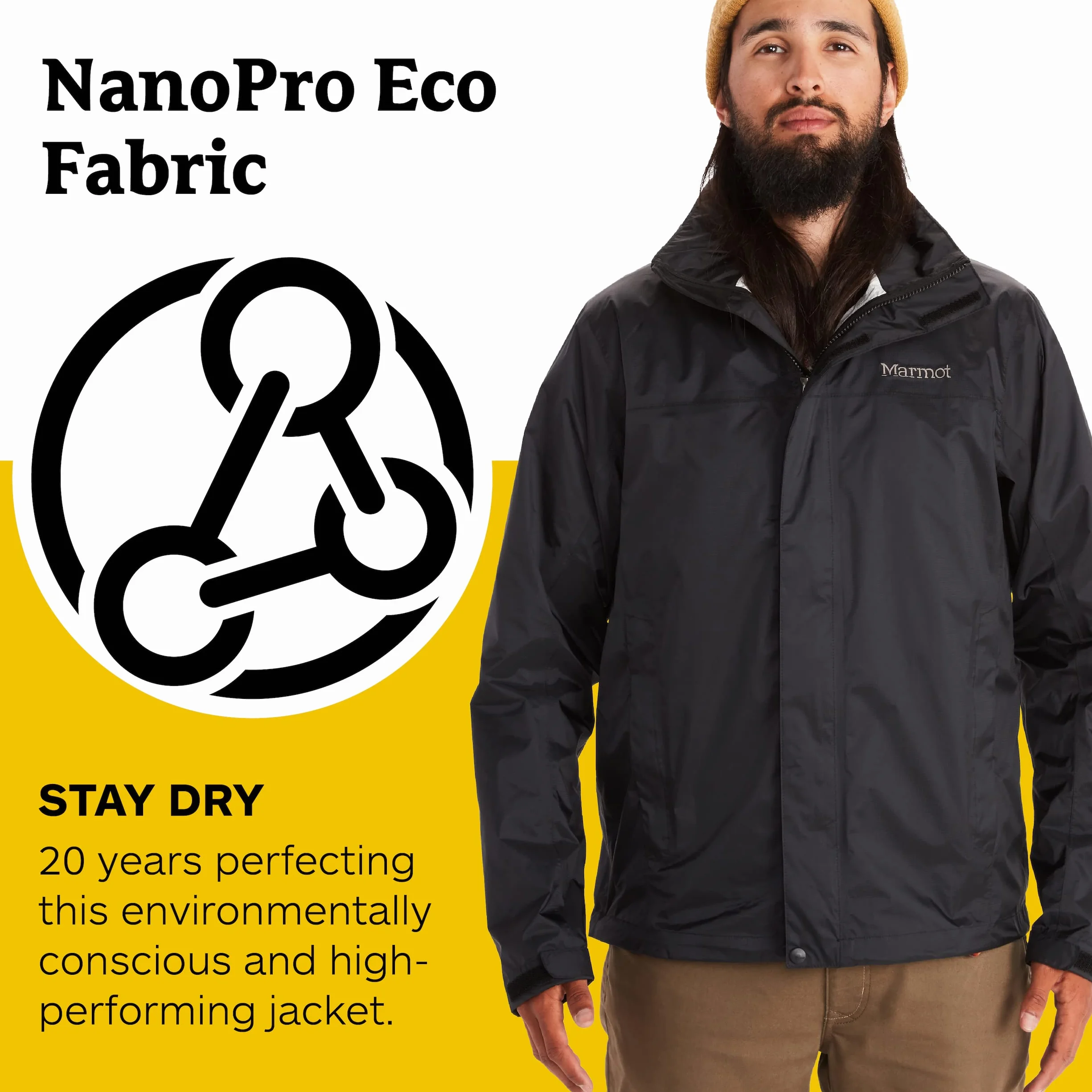 Marmot Meżczyzni PreCip Eco Jacket S22, Wodoodporna kurtka przeciwdeszczowa