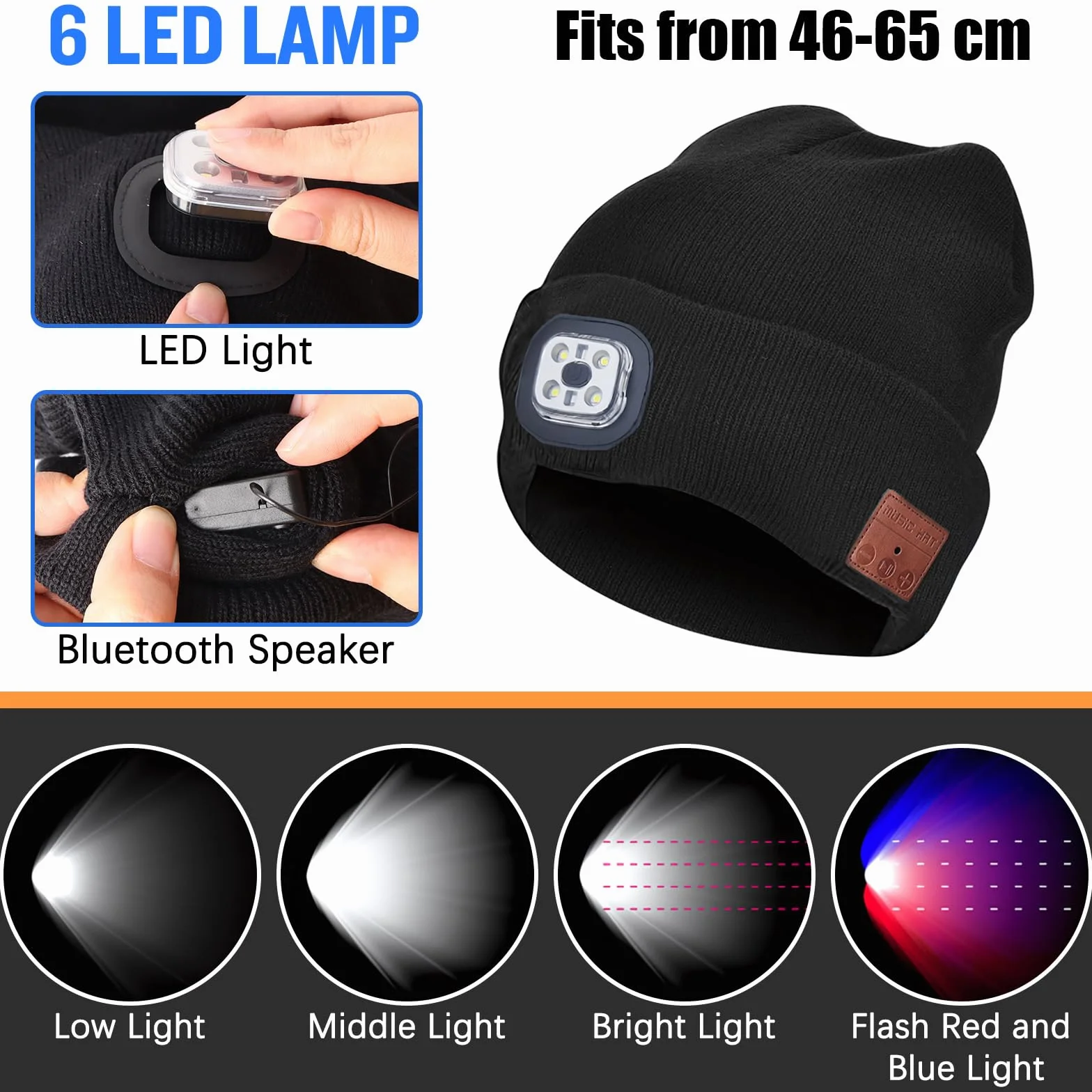 QKTYB Bezprzewodowa czapka zimowa Bluetooth z rękawiczkami z ekranem dotykowym LED reflektor V5.0 USB ładowalna czapka muzyczna nadaje się do prania dla mężczyzn kobiet bieganie narciarstwo turystyka kemping jazda na rowerze