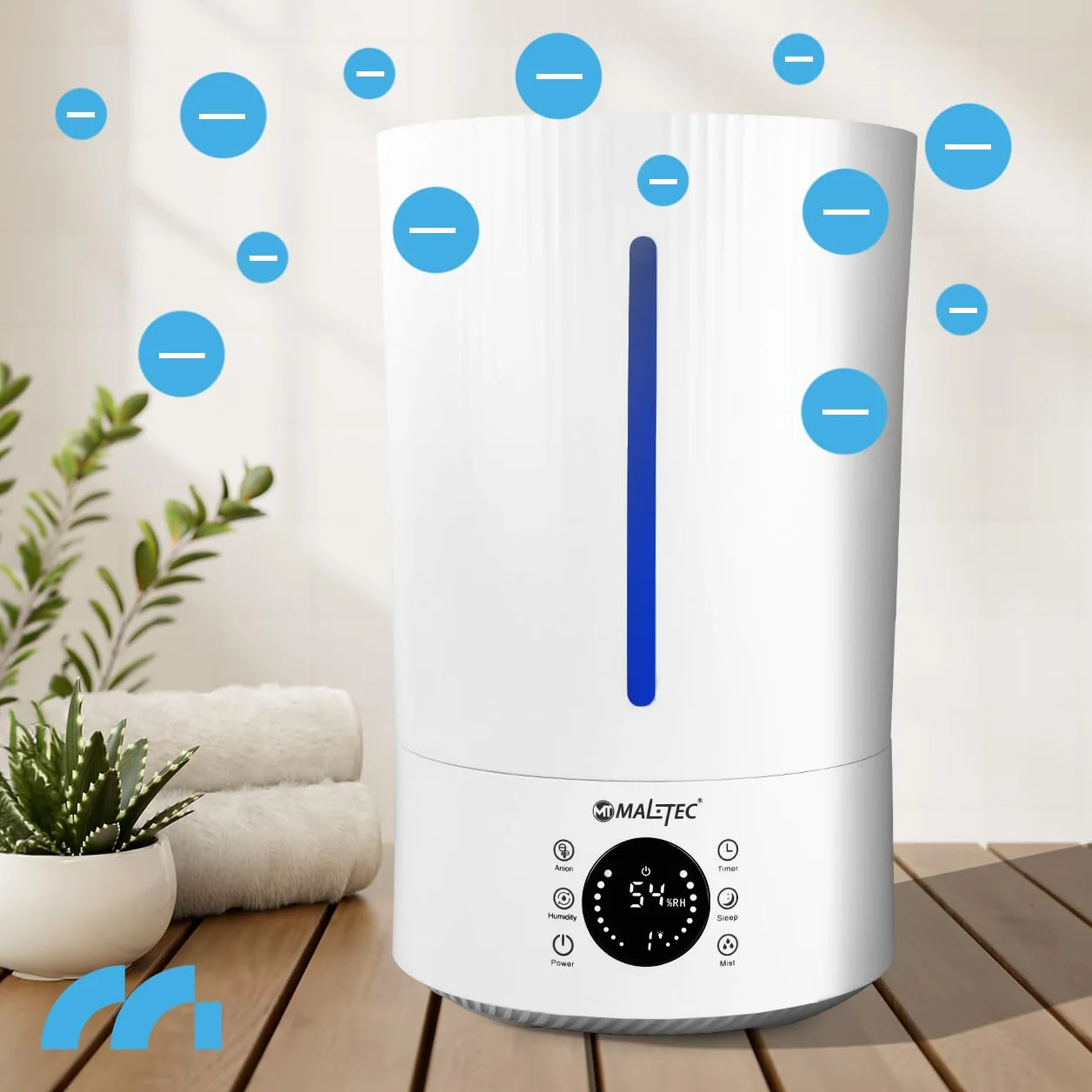 Nawilżacz powietrza Maltec WT5000ION ultradźwiękowy jonizator dyfuzor olejków do 35 m2 aromaterapia 3 stopnie