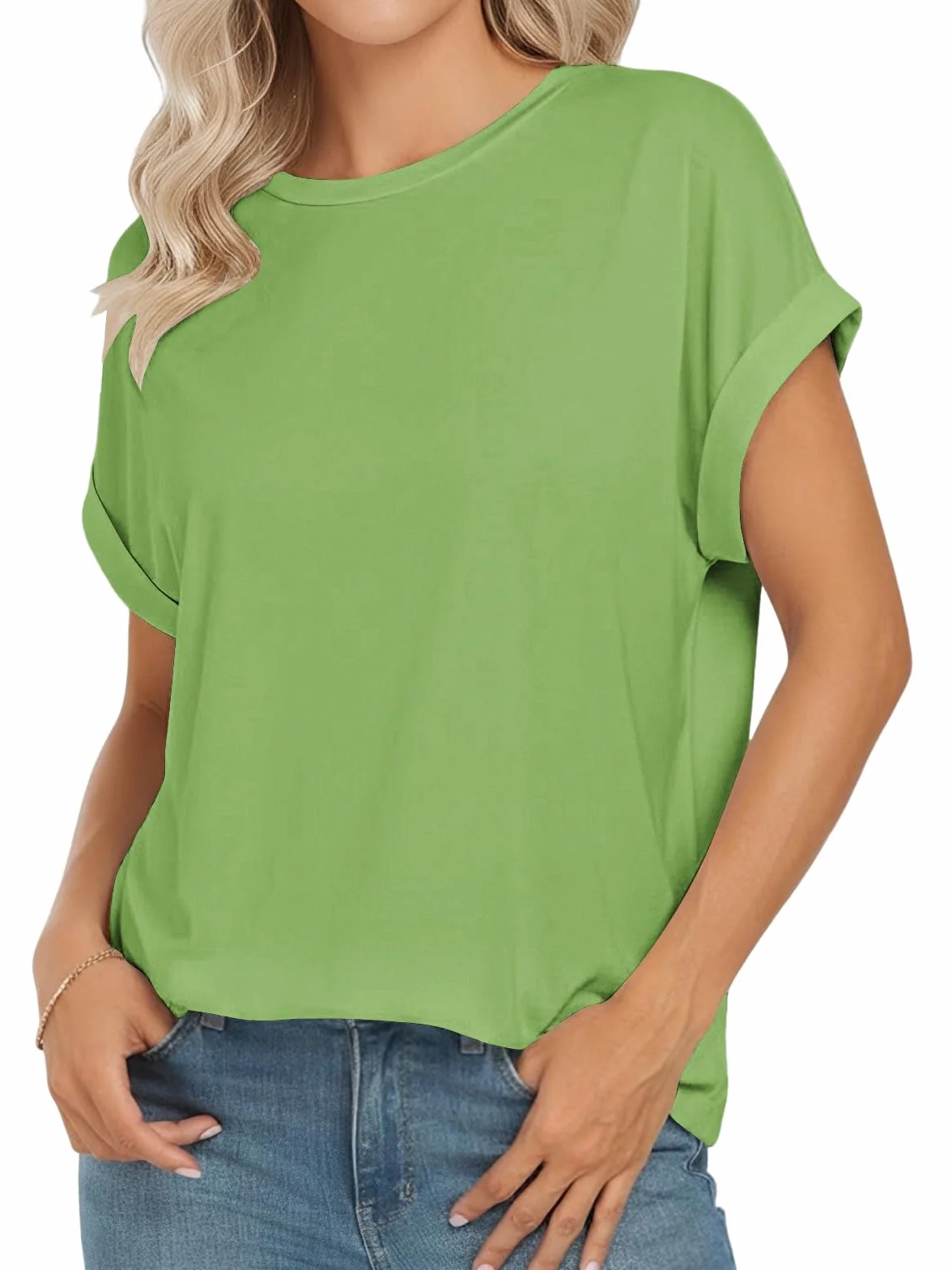 Cuptacc T-shirty Damski Okrągły Dekolt Krótki Rękaw Luźny Koszulka Lato Swobodny Oddychający Top Damski