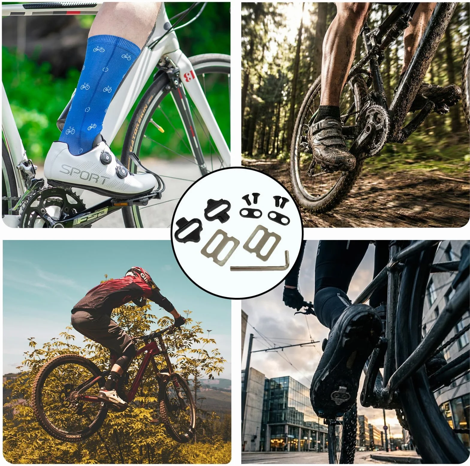 Knagi rowerowe z antypoślizgowymi wypustkami – kompatybilne z systemem SPD; Cleats SPD, Bloki SPD SH51, Bloki SPD MTB, Bloki Do Pedałów SPD, SPD Cleats MTB, Cleats Rowerowe, Zestaw Bloków SPD
