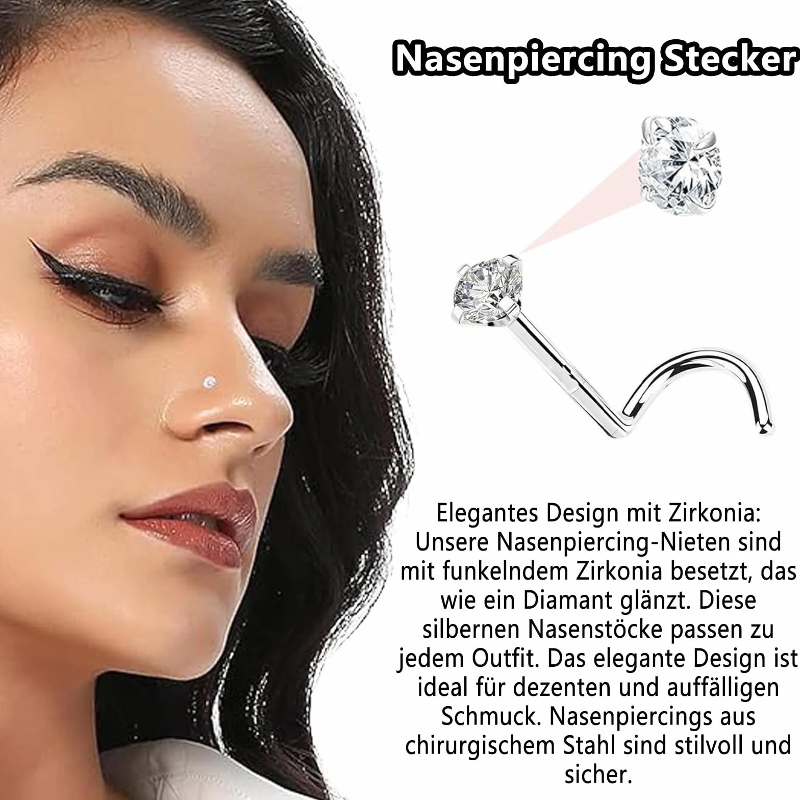 12 kolczyków do nosa, ze stali chirurgicznej, stal chirurgiczna, nostril piercing do nosa, piercing do nosa, zarówno dla mężczyzn, jak i kobiet, 1, Synteza, Synteza