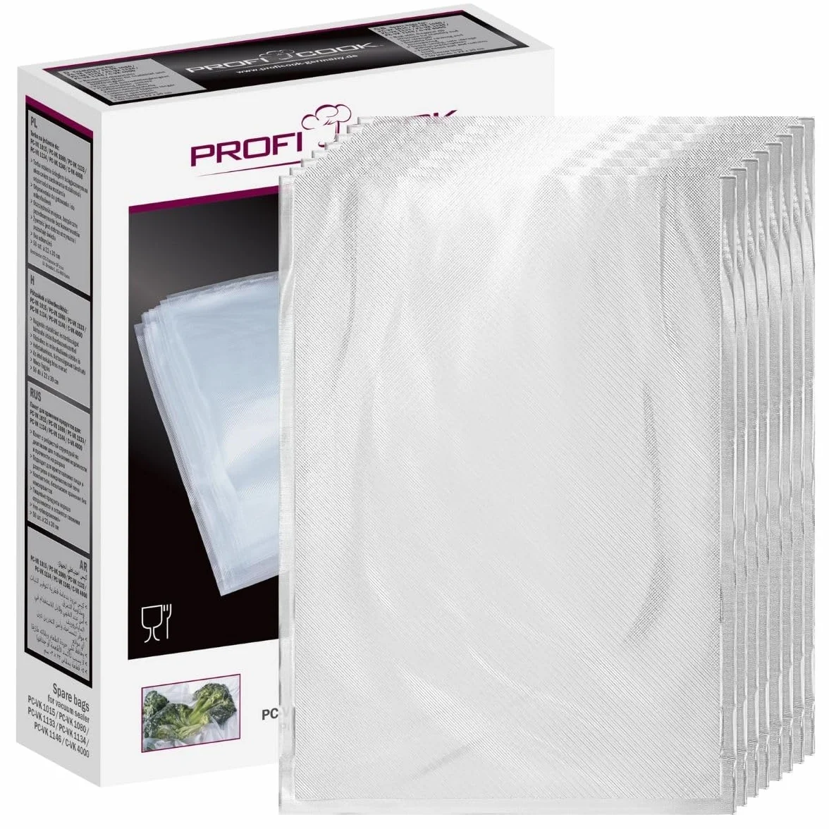Proficook 1015 Worki Foliowe do Zgrzewarki, Plastik, 28 x 40 cm/50 sztuk, Transparentny
