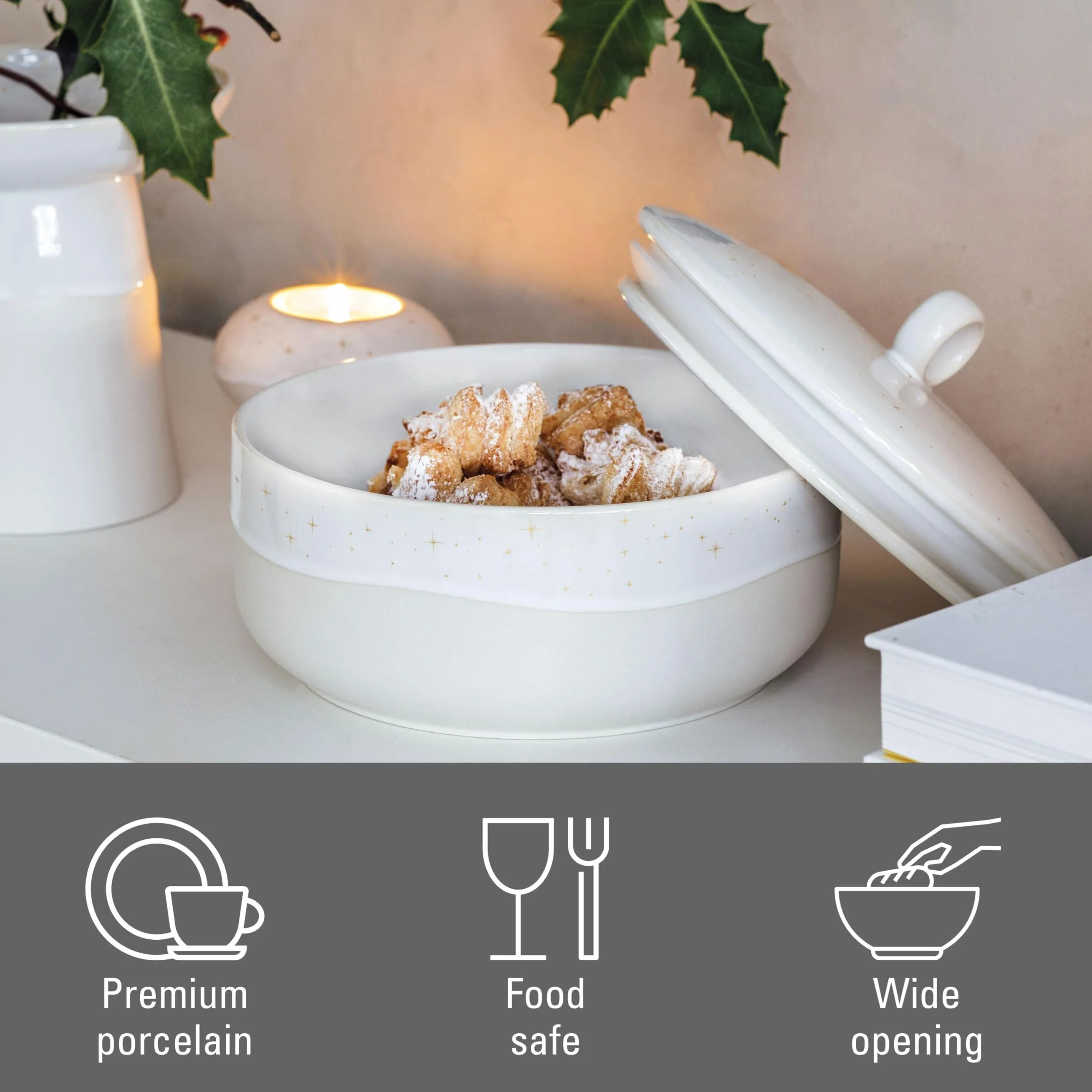 Villeroy & Boch Winter Glow pojemnik na ciastka porcelana Premium 19x19x11,5cm