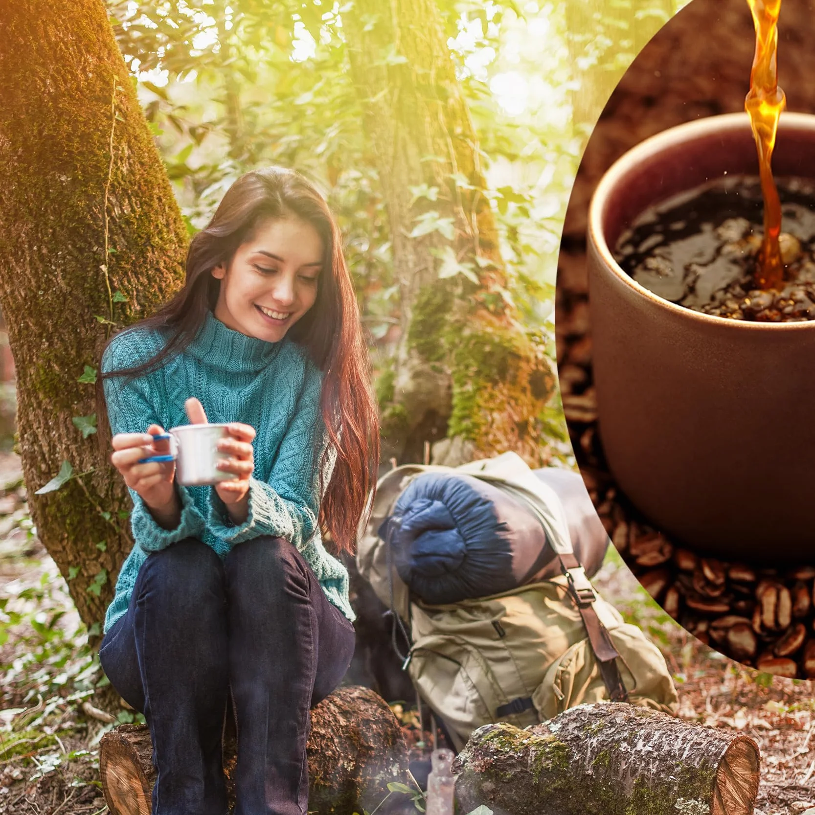Zabytkowy zestaw do parzenia kawy espresso przenośny do podróży kempingu
