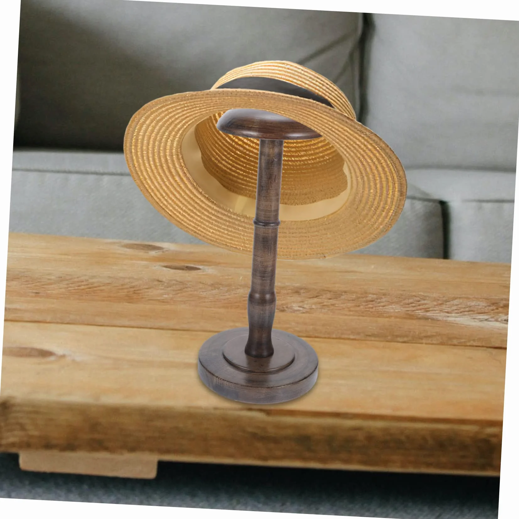 KOMBIUDA Vintage Cap Holder Rack 13-calowy Okrągły Stojak Na Kapelusze Z Drewna Organizer Na Czapki