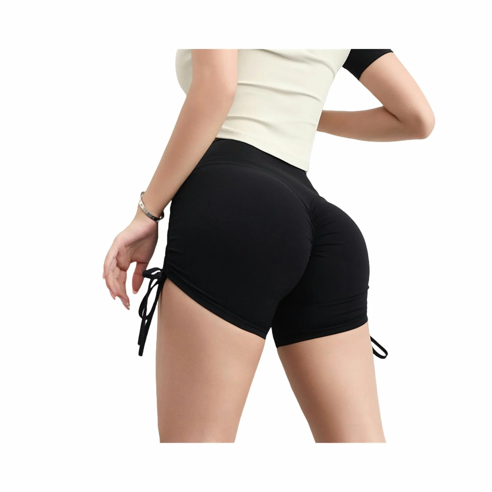 gym shorts for women European And American Style Hip-lifting Pants For Women Yoga Fitness High Waist Tummy-control Yoga Pants Tight Drawstring Three-quarter Pants Sports Fitness Pants