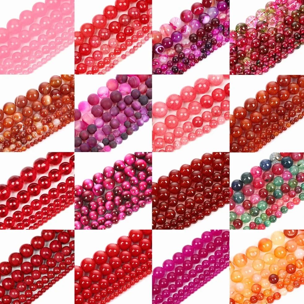 Koraliki z kamienia naturalnego róża czerwone paski agat tygrysie oko koraliki do produkcji biżuterii DIY bransoletki akcesoria czerwona linia sosna 6 mm - około 60 szt