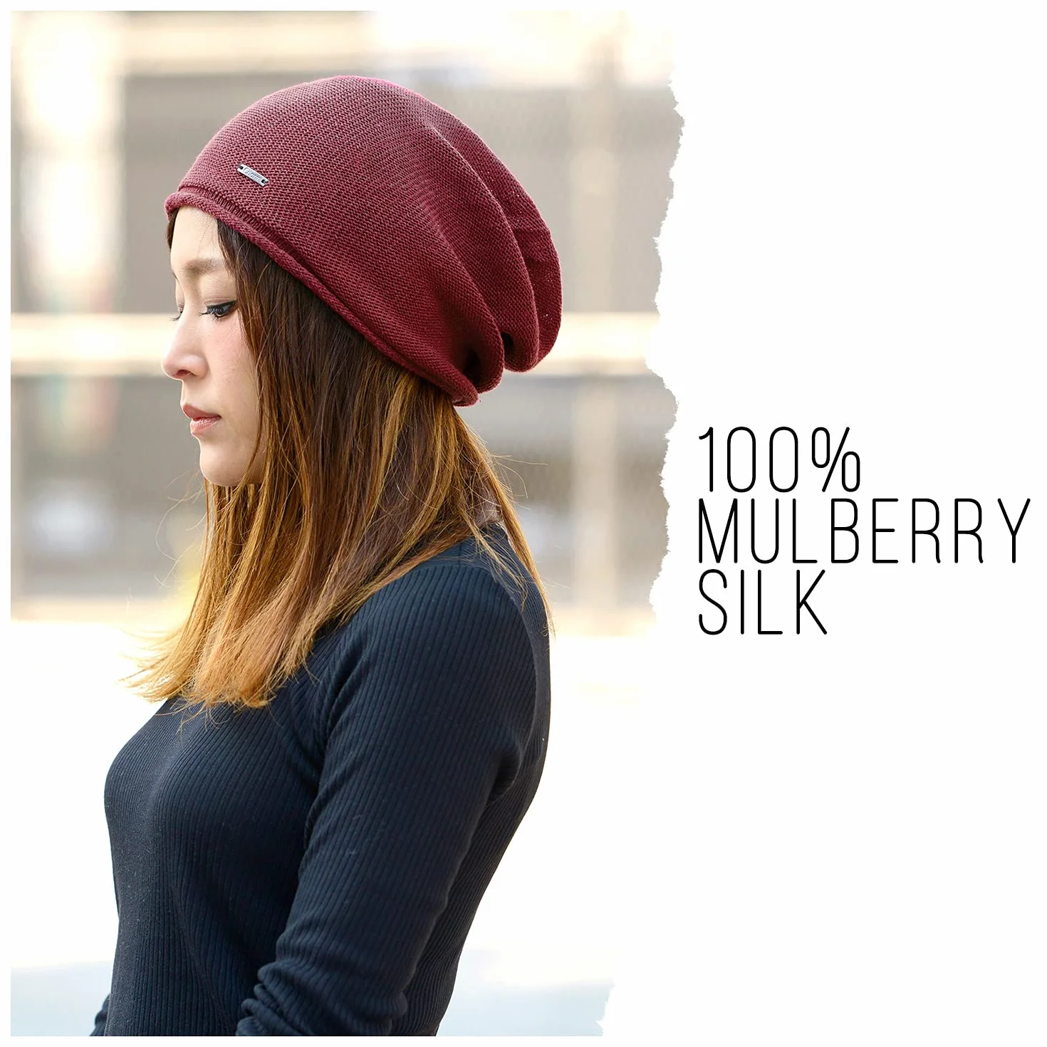 CHARM Silk Beanie Hat for Men and Women - Slouchy Oversized Beanies Cap Chemo Hat Perfect for Sensitive Skin