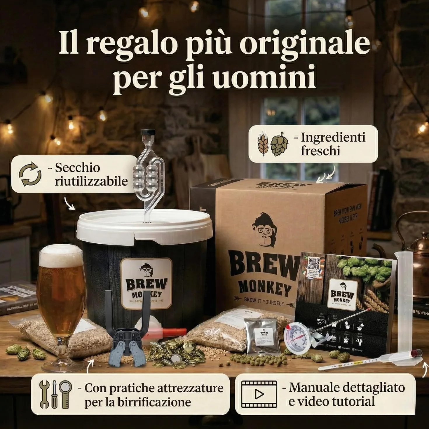 Brew Monkey Zestaw do warzenia piwa Tripel | kompletny zestaw 5 litrów piwa | 8,2% objętości | zestaw do warzenia piwa | prezent dla mężczyzn | prezenty dla mężczyzn