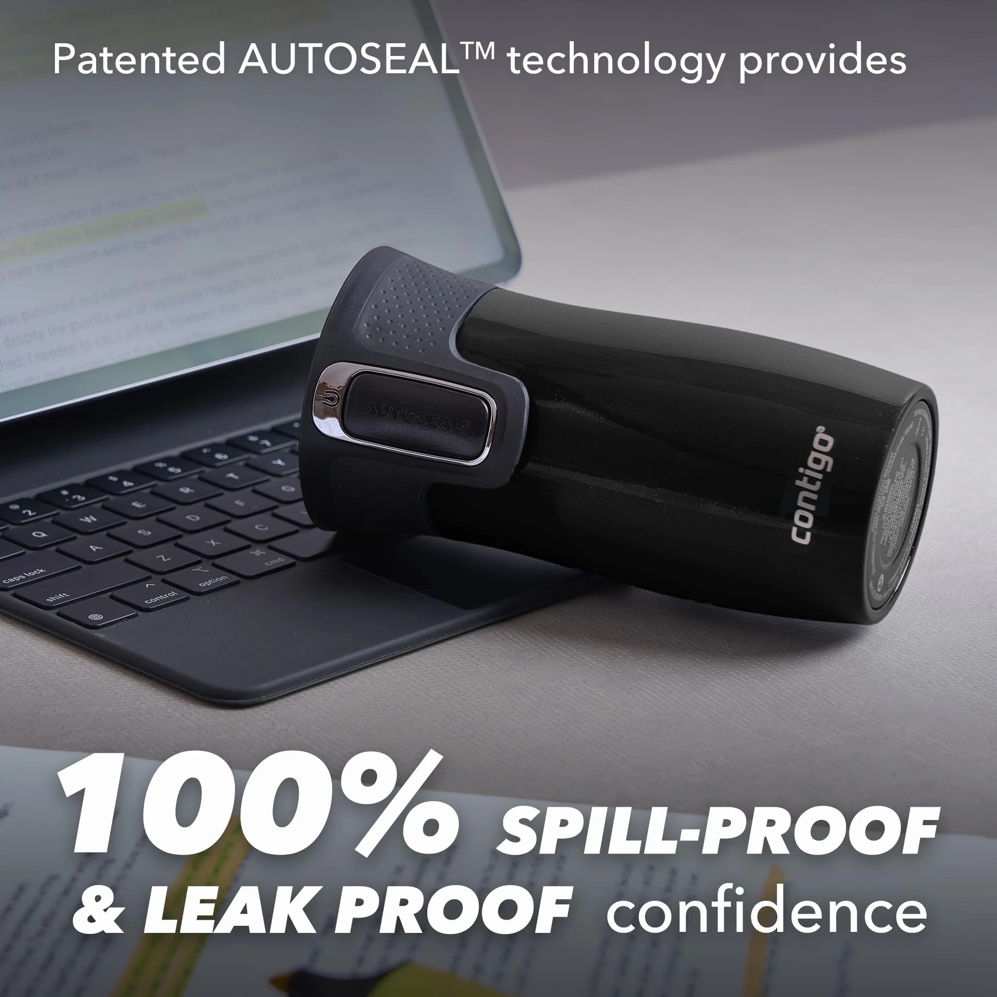 Contigo West Loop Mini Autoseal Kubek podróżny, ze stali nierdzewnej, termos próżniowy, szczelny kubek, kubek na kawę na wynos, z łatwą do czyszczenia, bez BPA, lukrecja, 300 ml