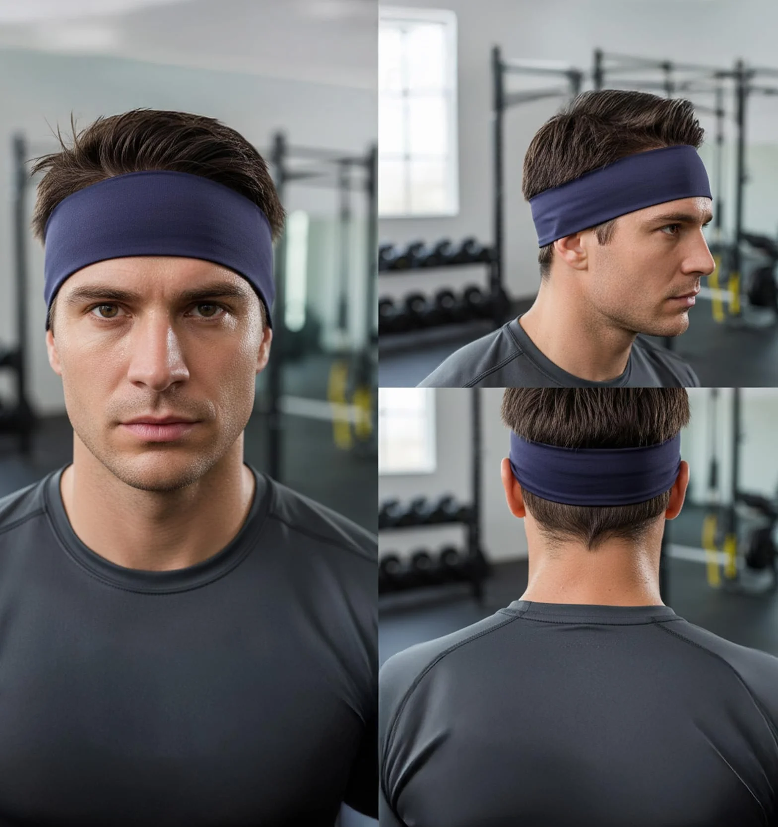3 opaski przeciwpotowe na czoło dla mężczyzn, elastyczna, oddychająca, szeroka, antypoślizgowa opaska na włosy, do fitnessu, biegania i koszykówki