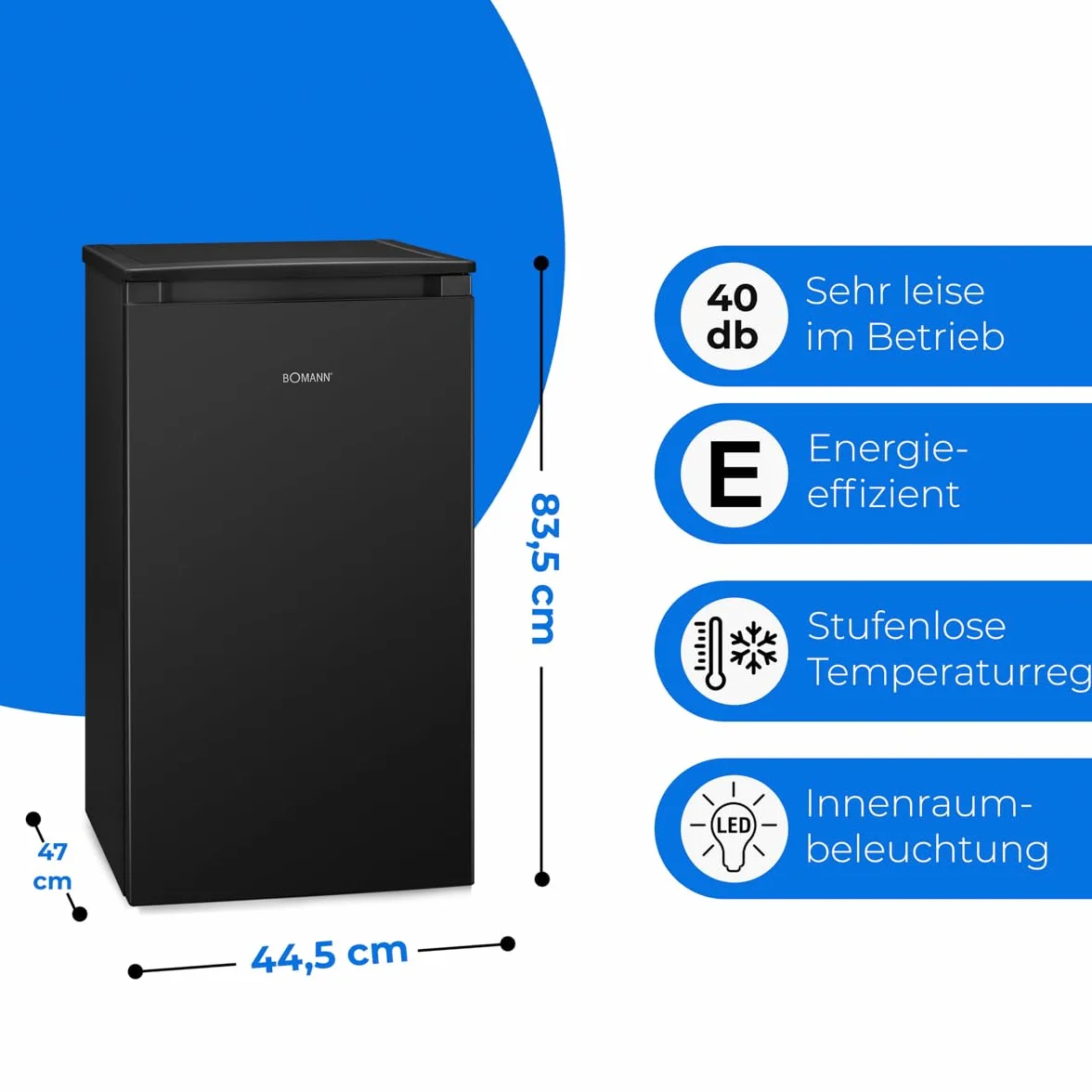 Lodówka Bomann KS 7254 91 l Czarna Mini Lodówka z Zamrażalnikiem