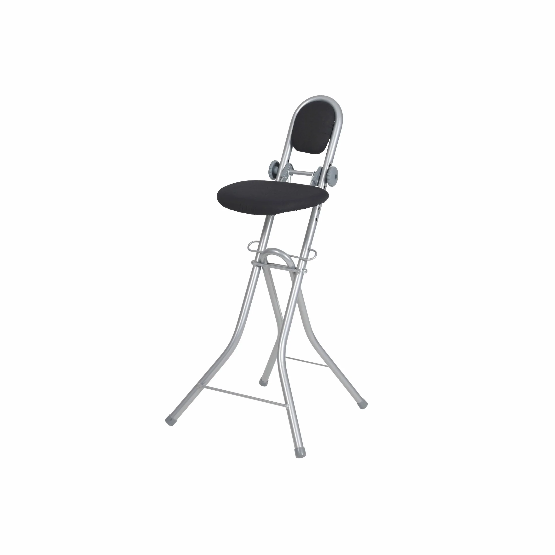 Ribelli Krzesło do prasowania stojące z oparciem, 6-stopniowa regulacja wysokości, ergonomiczne siedzisko, czarne