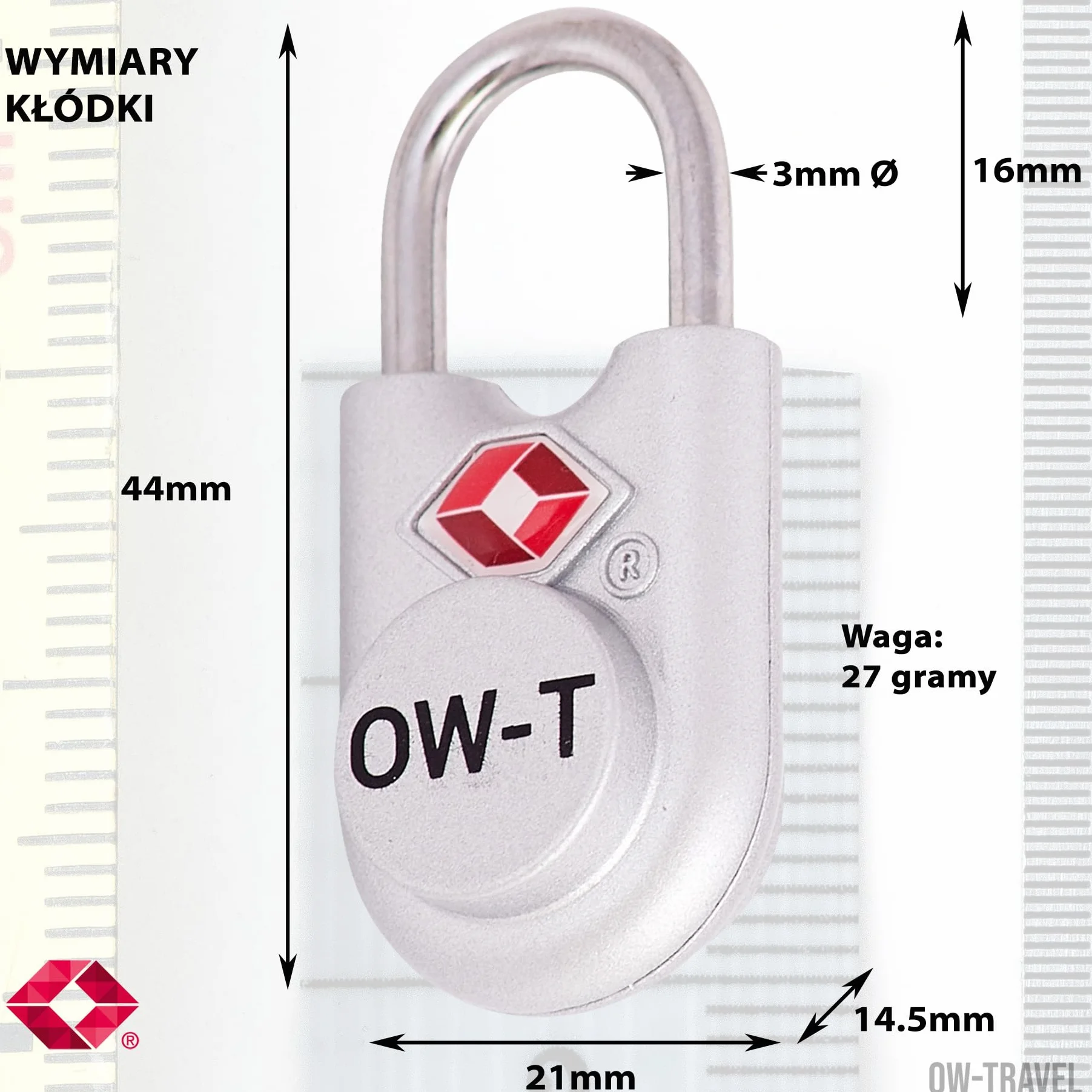 OW-Travel TSA Kłódka z Kluczykiem ​(Zestaw 2 Silver) Zamki Bagażowe na Klucz. Wytrzymałe Kłódki Bagażowe z Zamkiem na Klucz do Bagażu, Torby, Walizki, Plecaka, Szafki na Siłowni